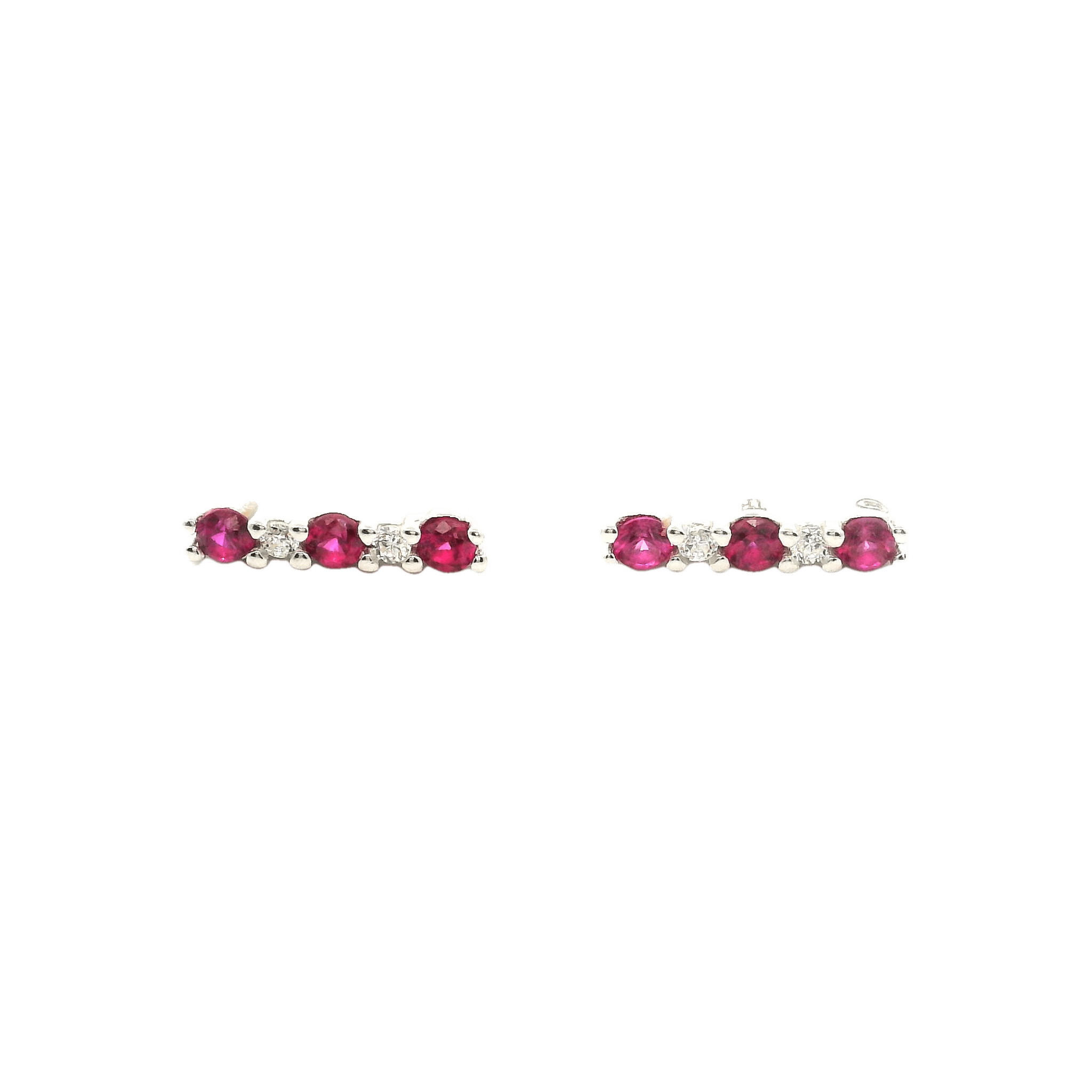 925SS BAR CZ PINK WITH WHITE CZ EARRINGS - C'SANTOS