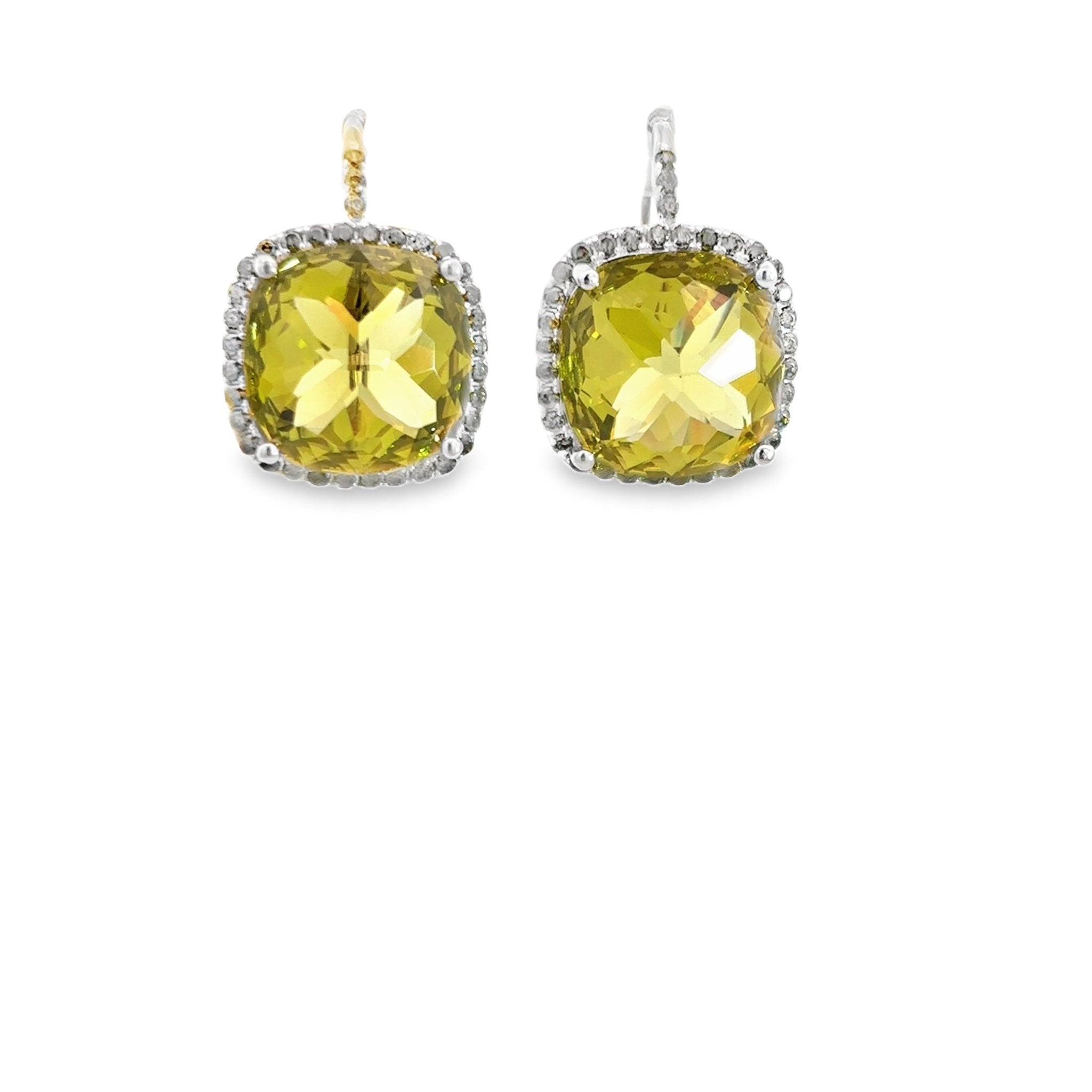 925SS CUSHION GREEN CZ EARRINGS - C'SANTOS