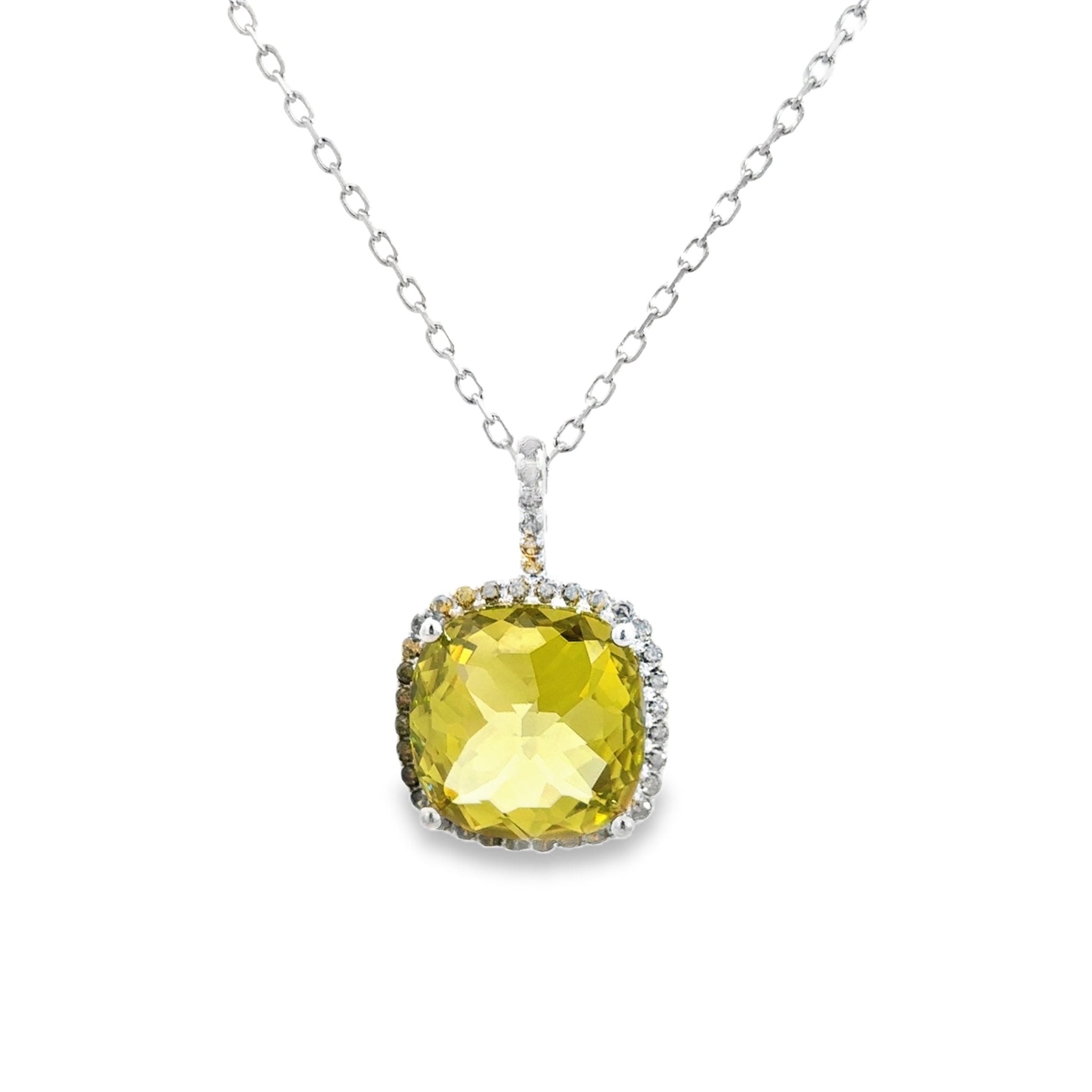 925SS CUSHION MOSS GREEN CZ NECKLACE - C'SANTOS