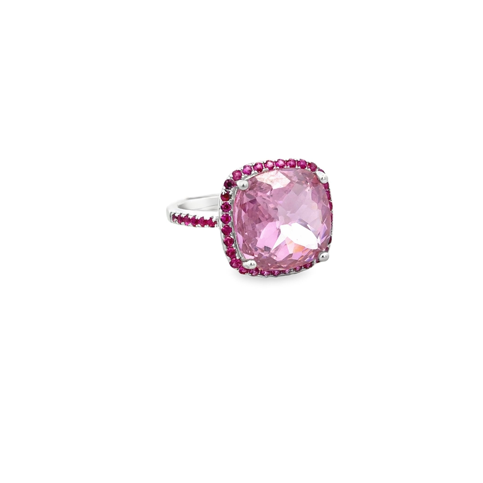 925SS CUSHION PINK CZ ADJUSTABLE RING - C'SANTOS