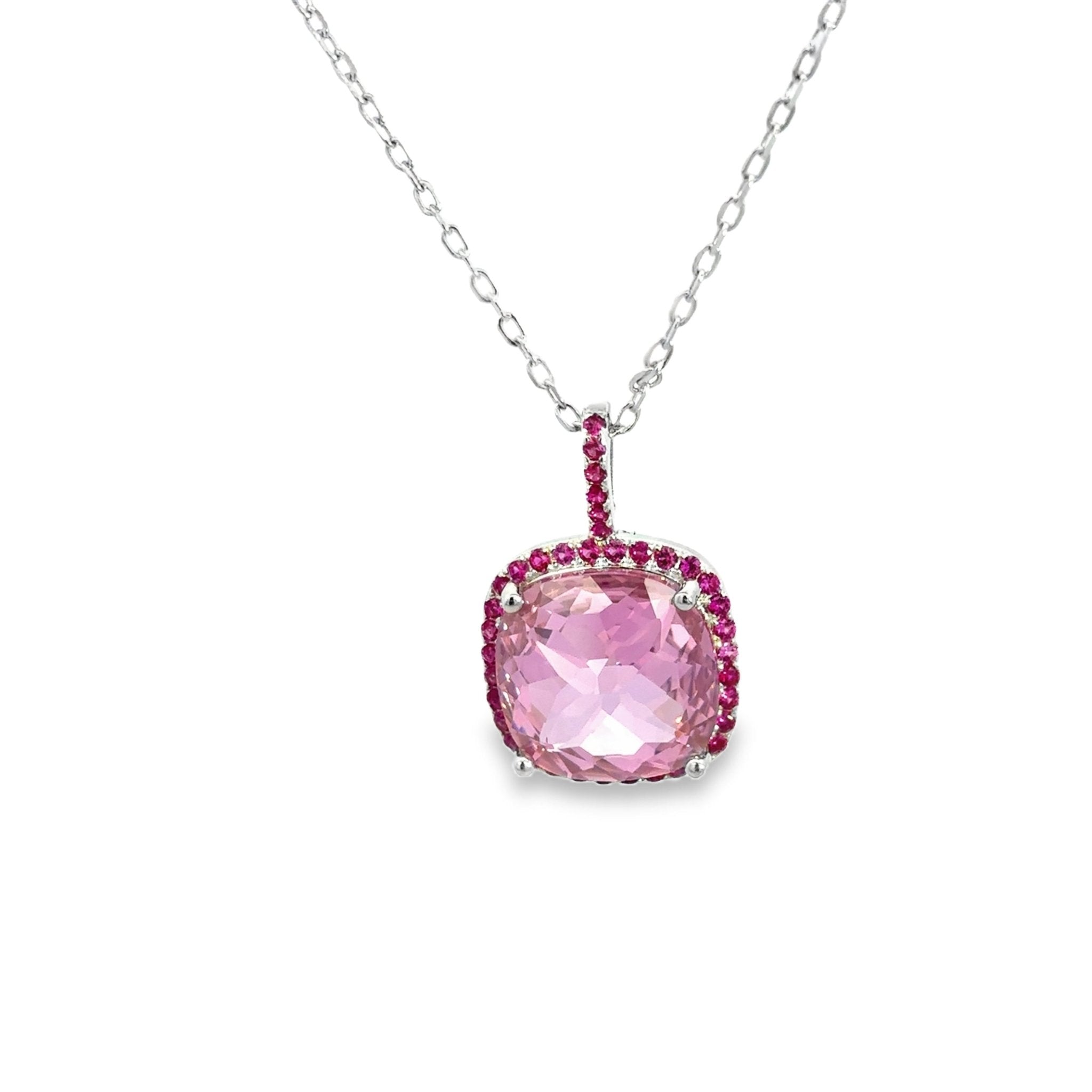 925SS CUSHION PINK CZ NECKLACE - C'SANTOS