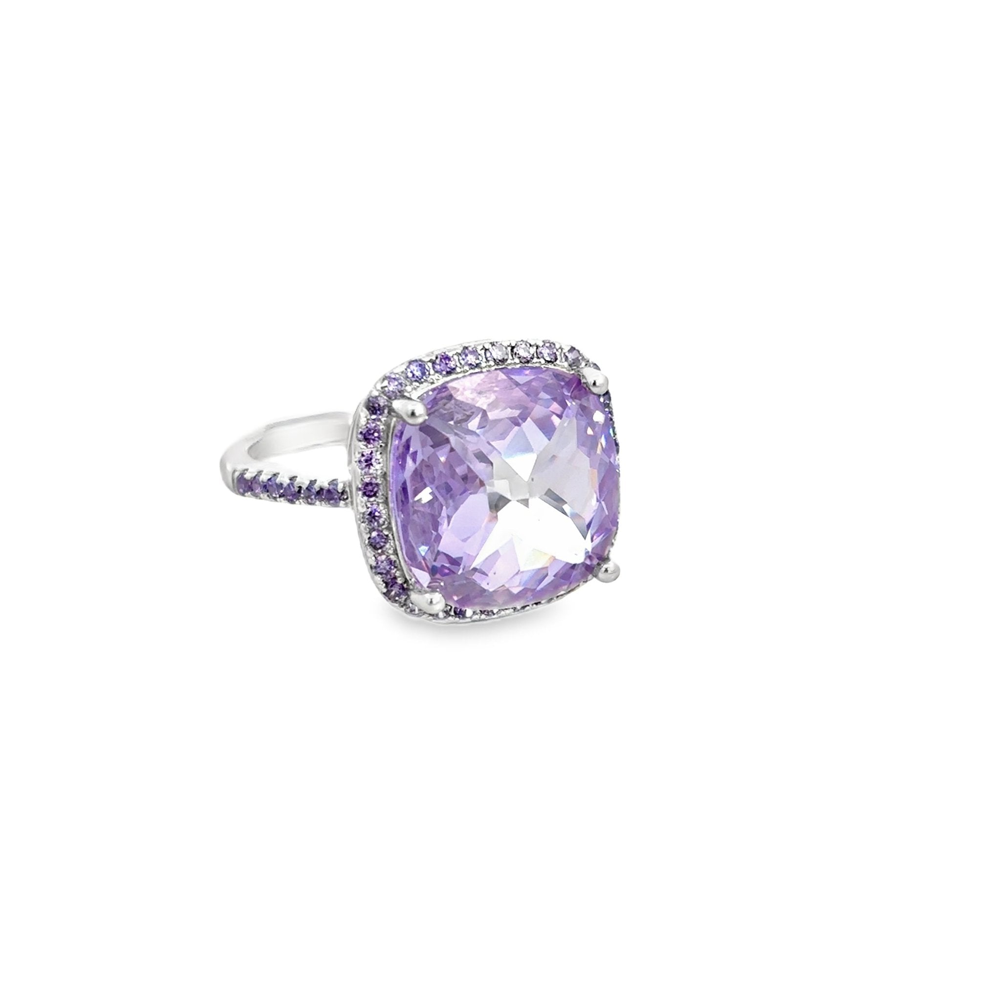 925SS CUSHION PURPLE CZ ADJUSTABLE RING - C'SANTOS