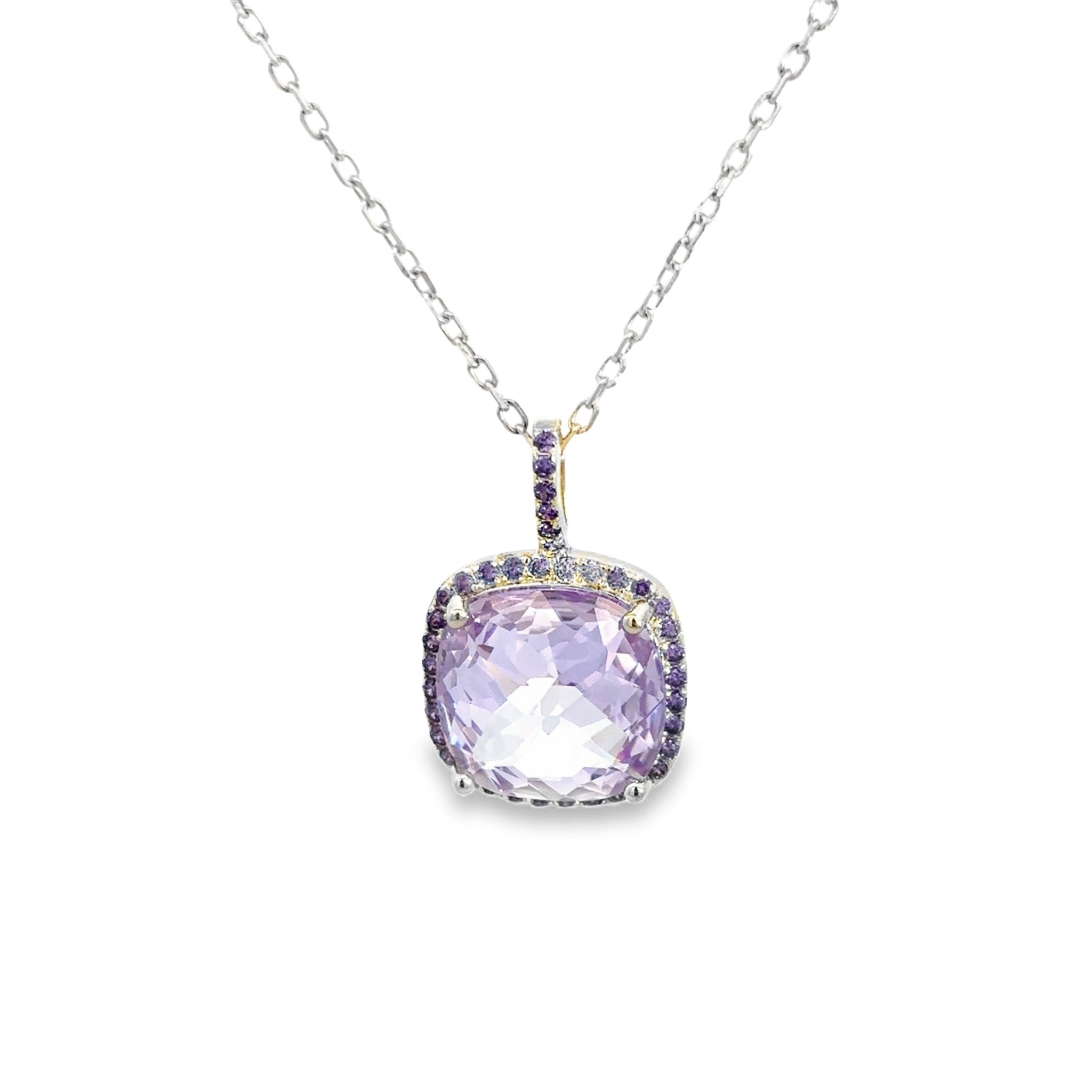 925SS CUSHION PURPLE CZ NECKLACE - C'SANTOS