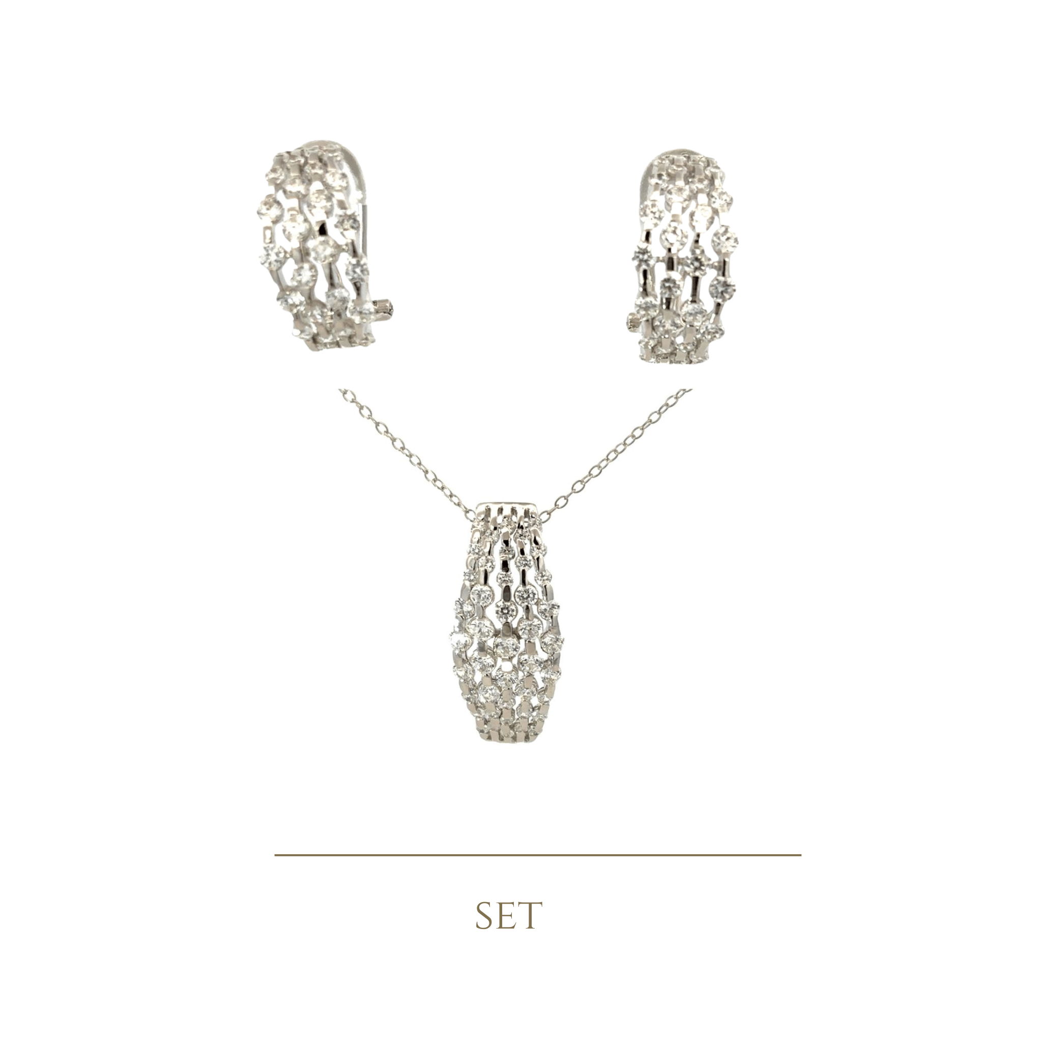 925SS GRID CZ SET - C'SANTOS