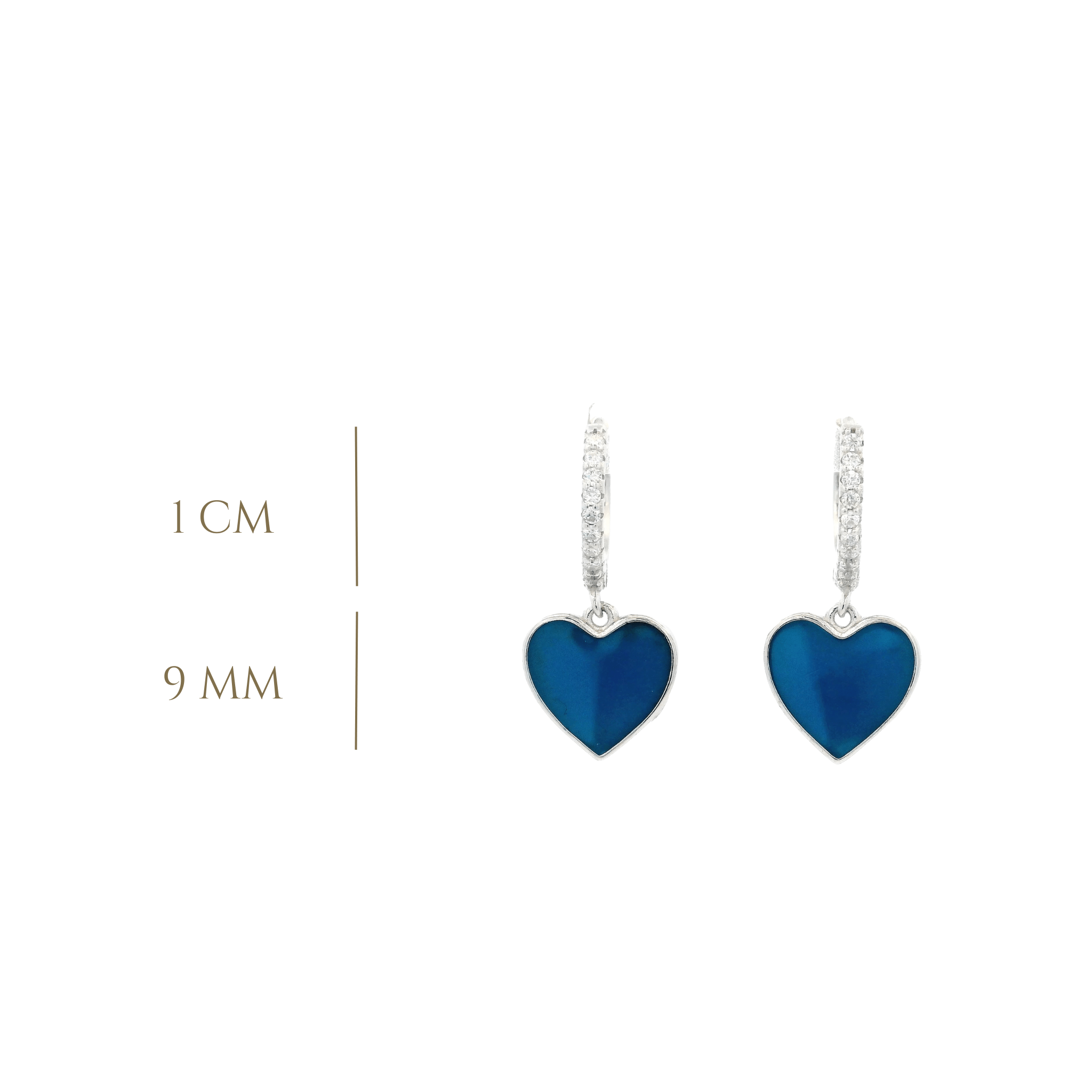925SS HEART HANGING ENAMEL AQUA BLUE HUGGIES - C'SANTOS
