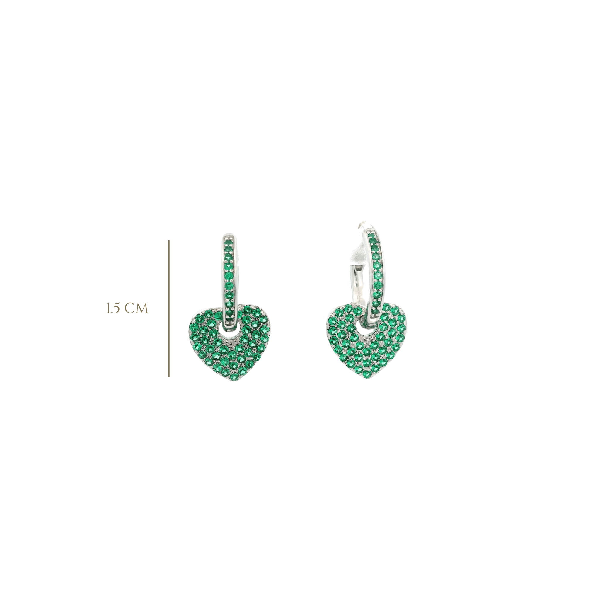 925SS HEART HANGING GREEN CZ EARRINGS - C'SANTOS