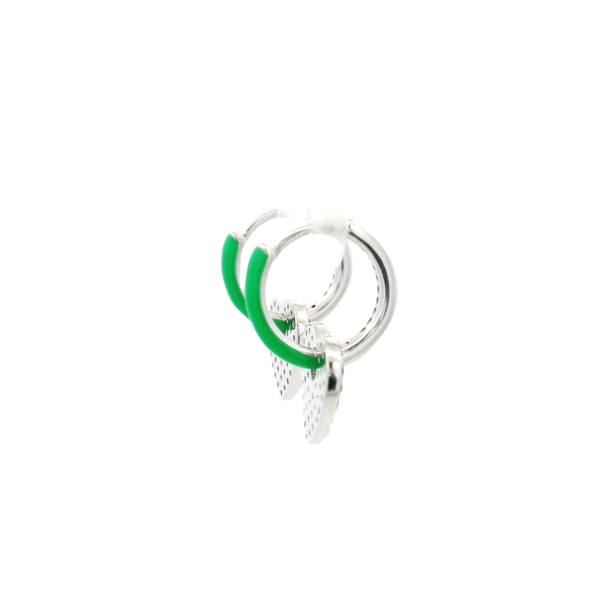 925SS HEART HANGING GREEN CZ EARRINGS - C'SANTOS