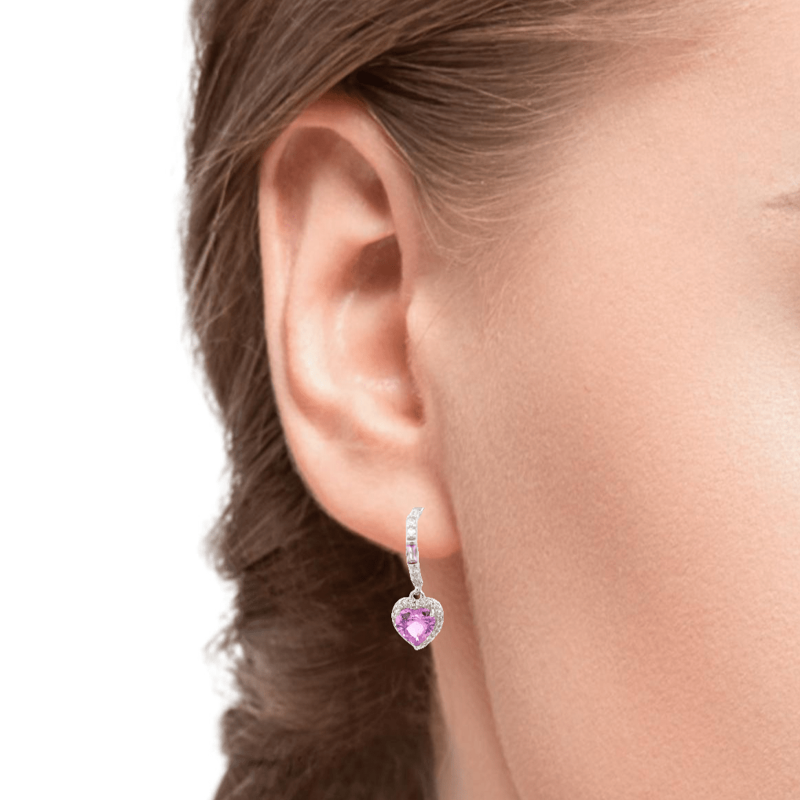 925SS HEART HANGING PINK HUGGIES - C'SANTOS