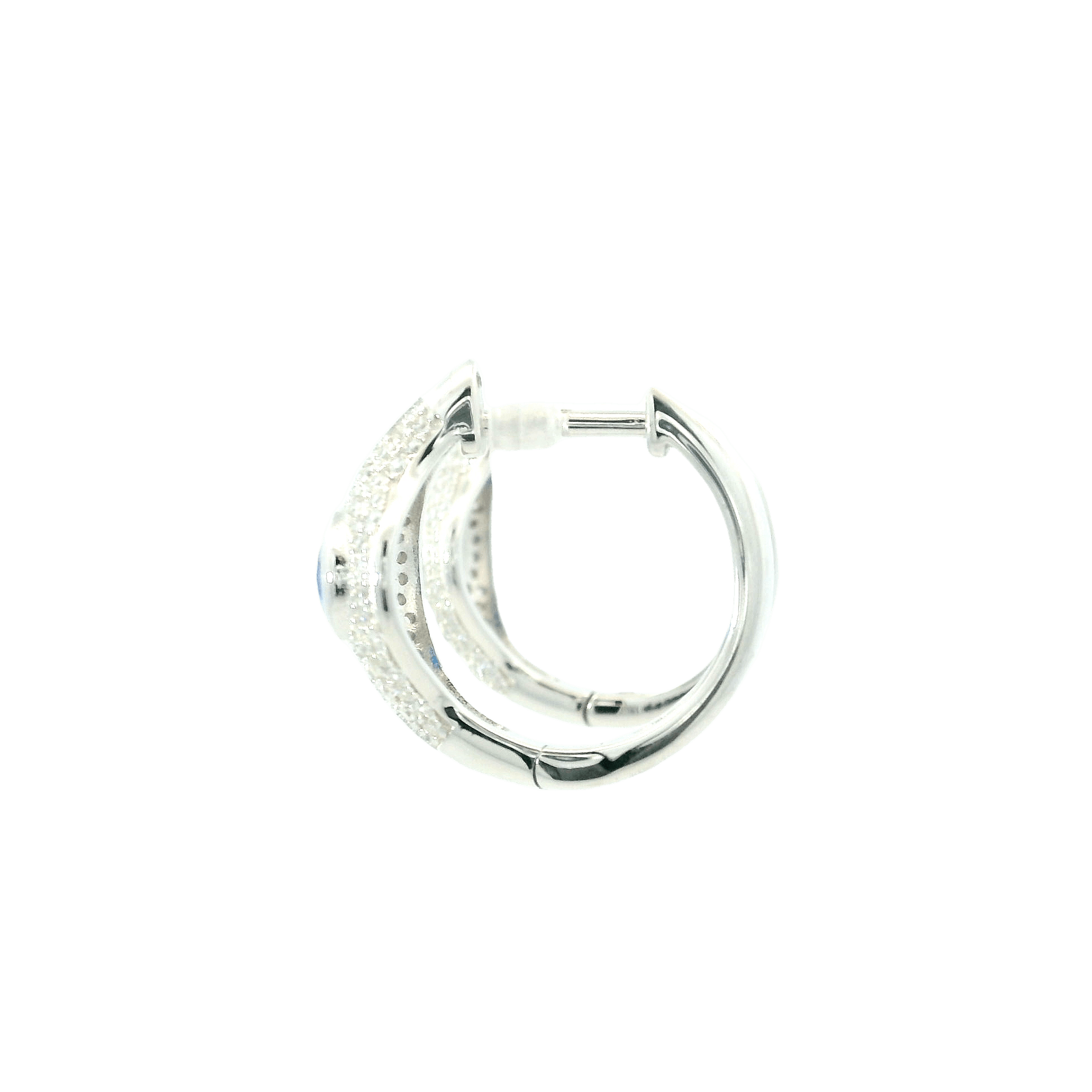 925SS ROUND SPINEL BLUE CZ EARRINGS - C'SANTOS