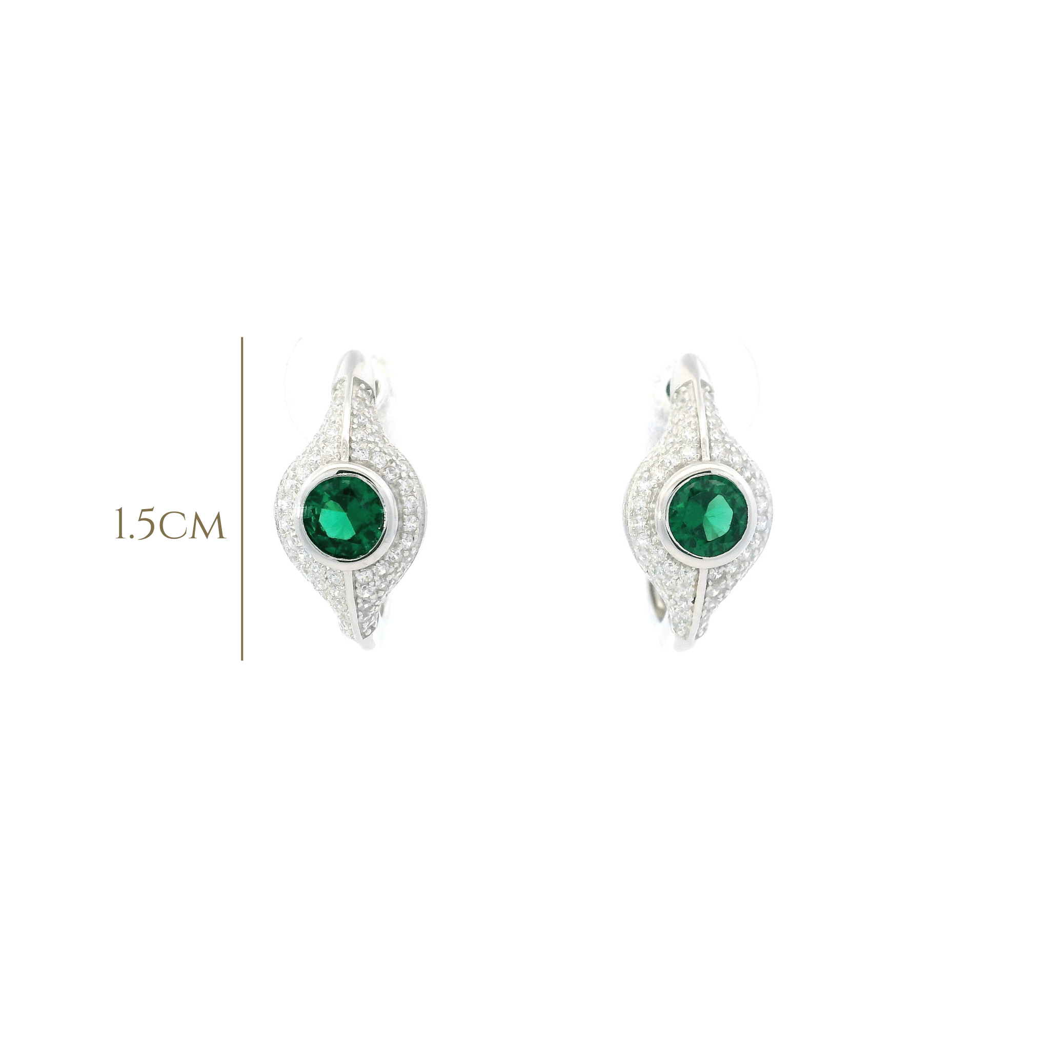 925SS ROUND SPINEL GREEN CZ EARRINGS - C'SANTOS