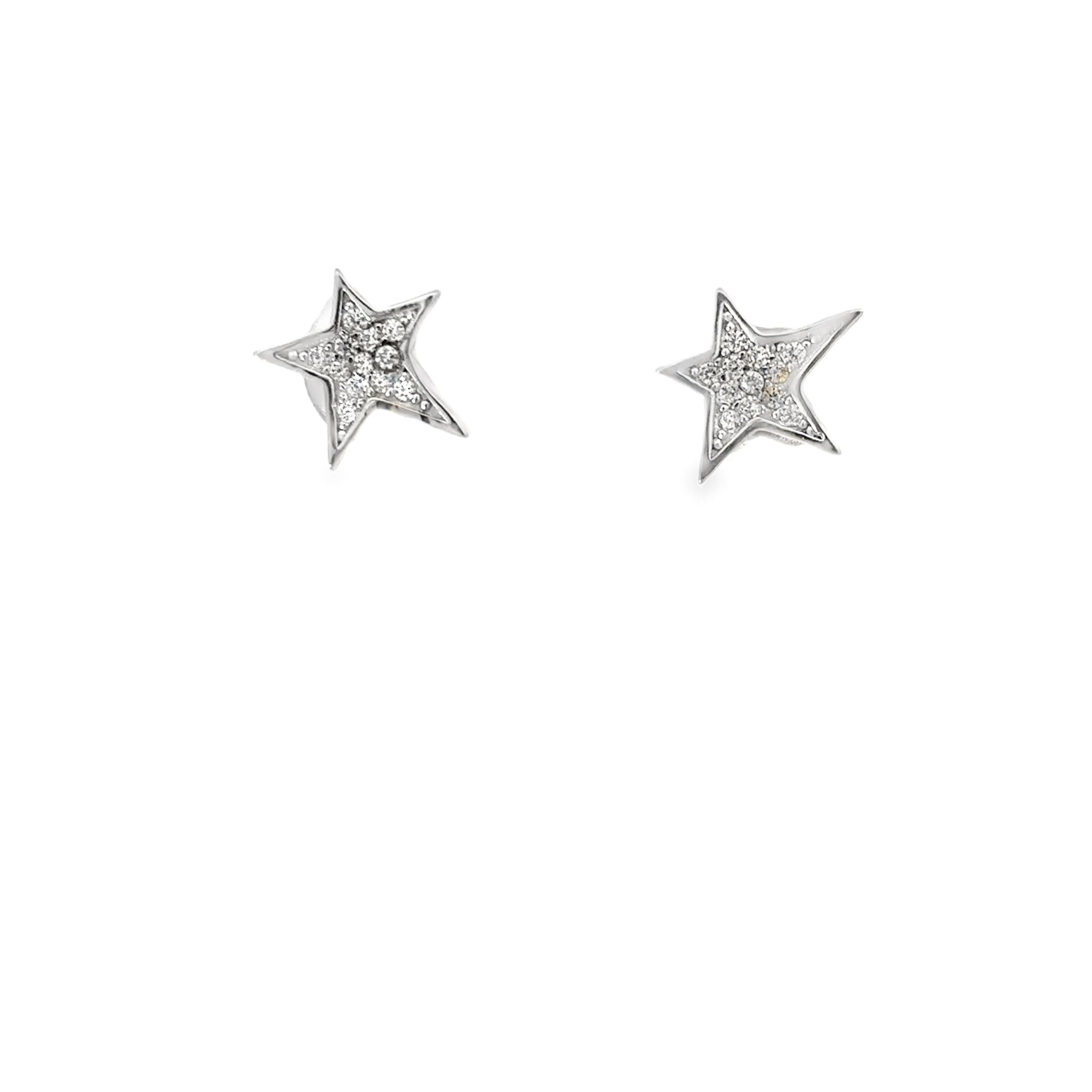 925SS STAR UNEVEN CZ EARRINGS - C'SANTOS