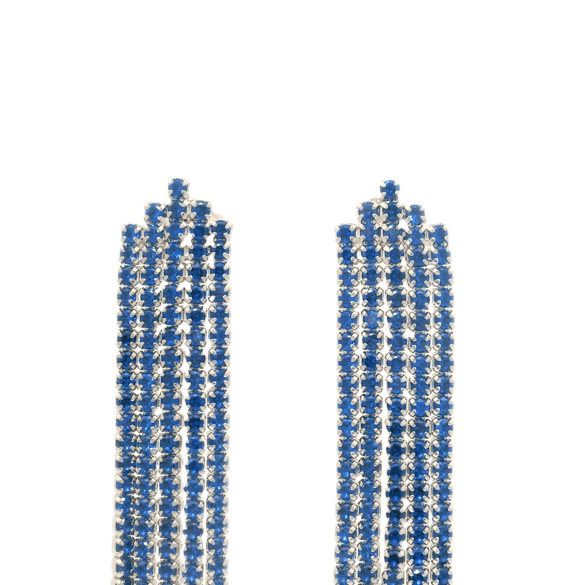 925SS TASEL WITH CZ BLUE EARRINGS - C'SANTOS