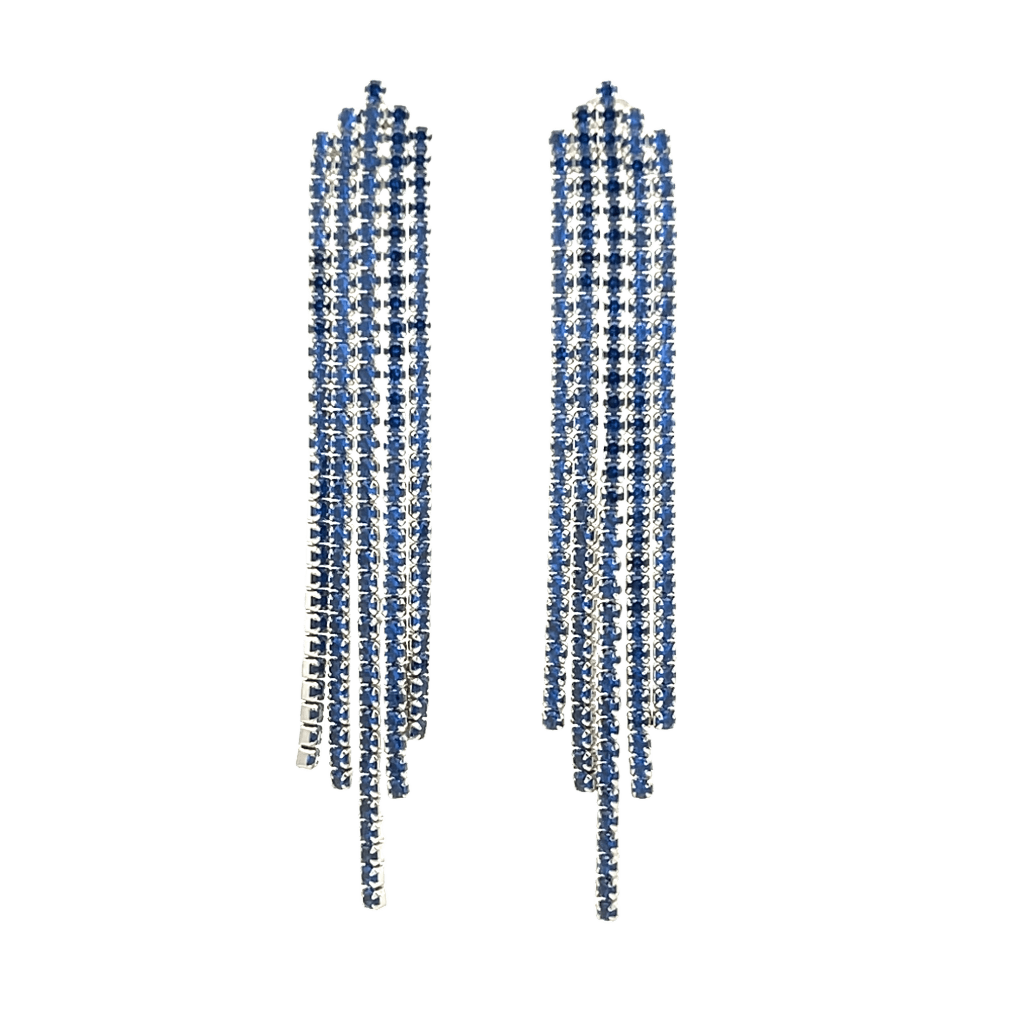 925SS TASEL WITH CZ BLUE EARRINGS - C'SANTOS