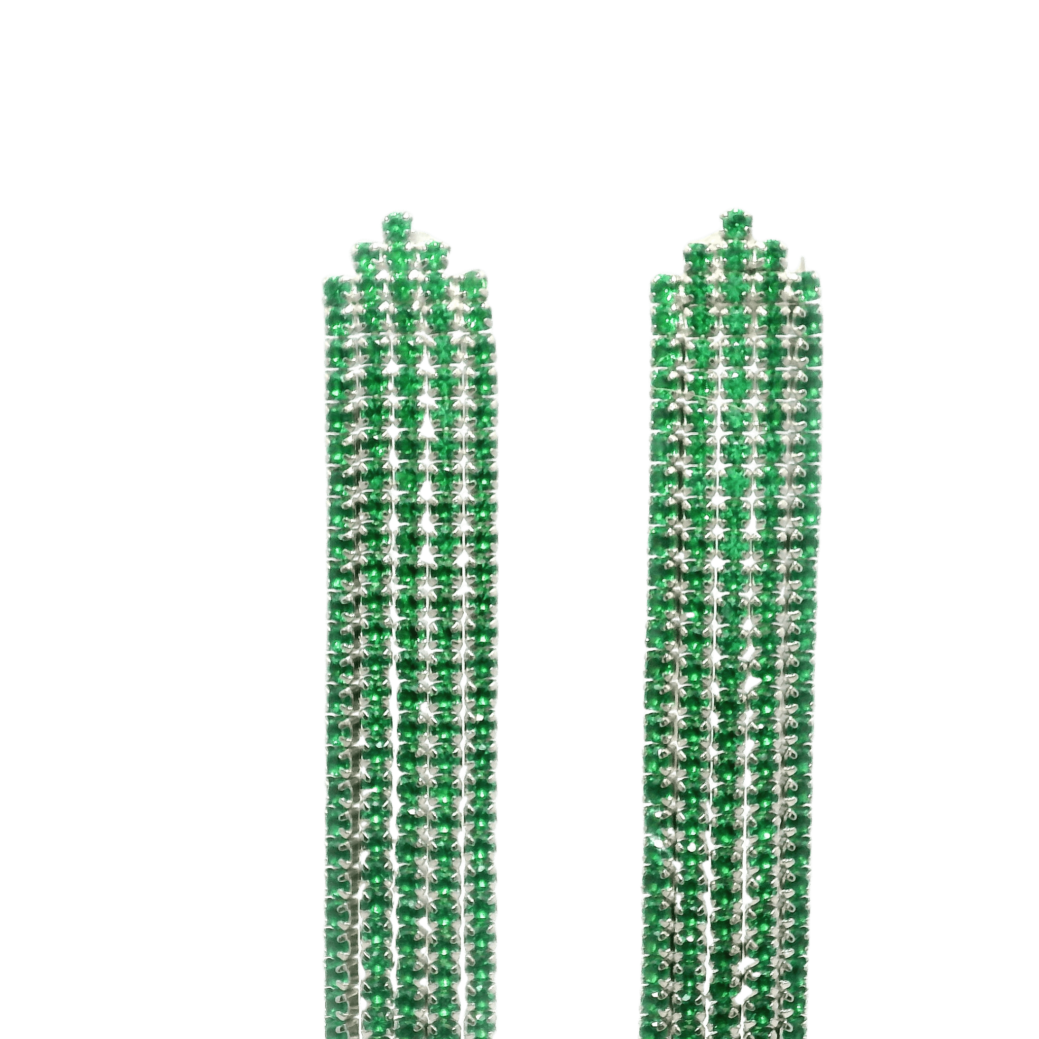 925SS TASEL WITH CZ GREEN EARRINGS - C'SANTOS