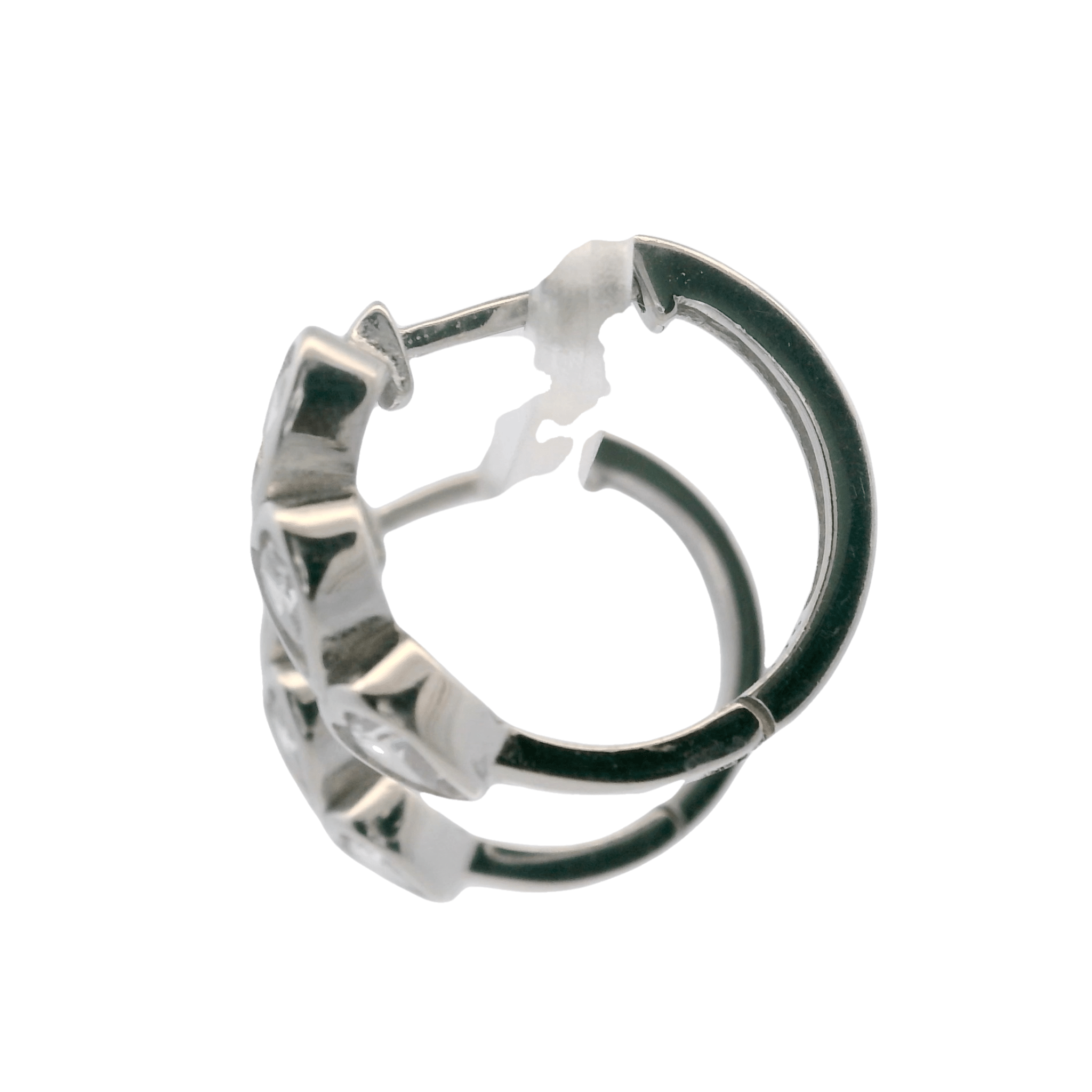 925SS TRIPLE HEART WHITE CZ HOOPS - C'SANTOS