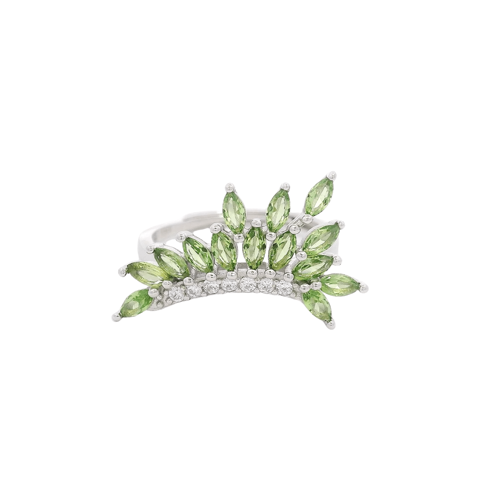925SS WINGS GREEN CZ ADJUSTABLE RING - C'SANTOS