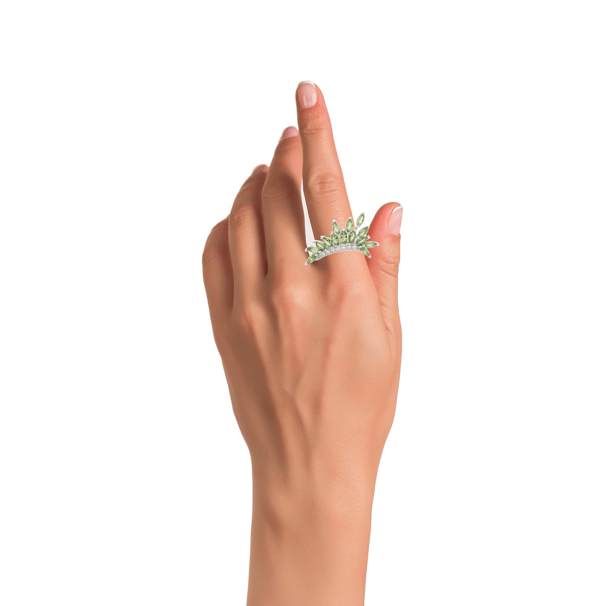 925SS WINGS GREEN CZ ADJUSTABLE RING - C'SANTOS