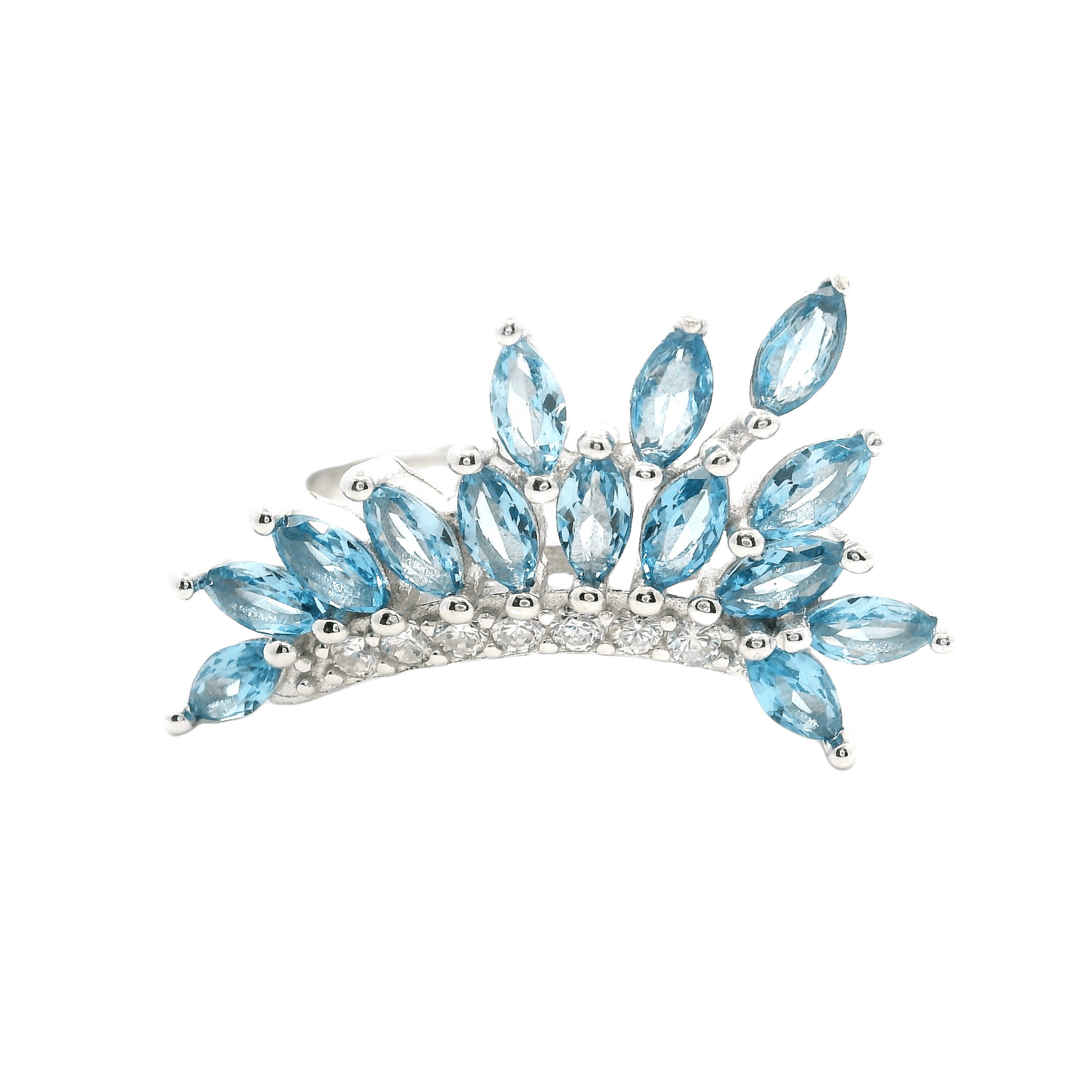925SS WINGS SKY BLUE CZ ADJUSTABLE RING - C'SANTOS