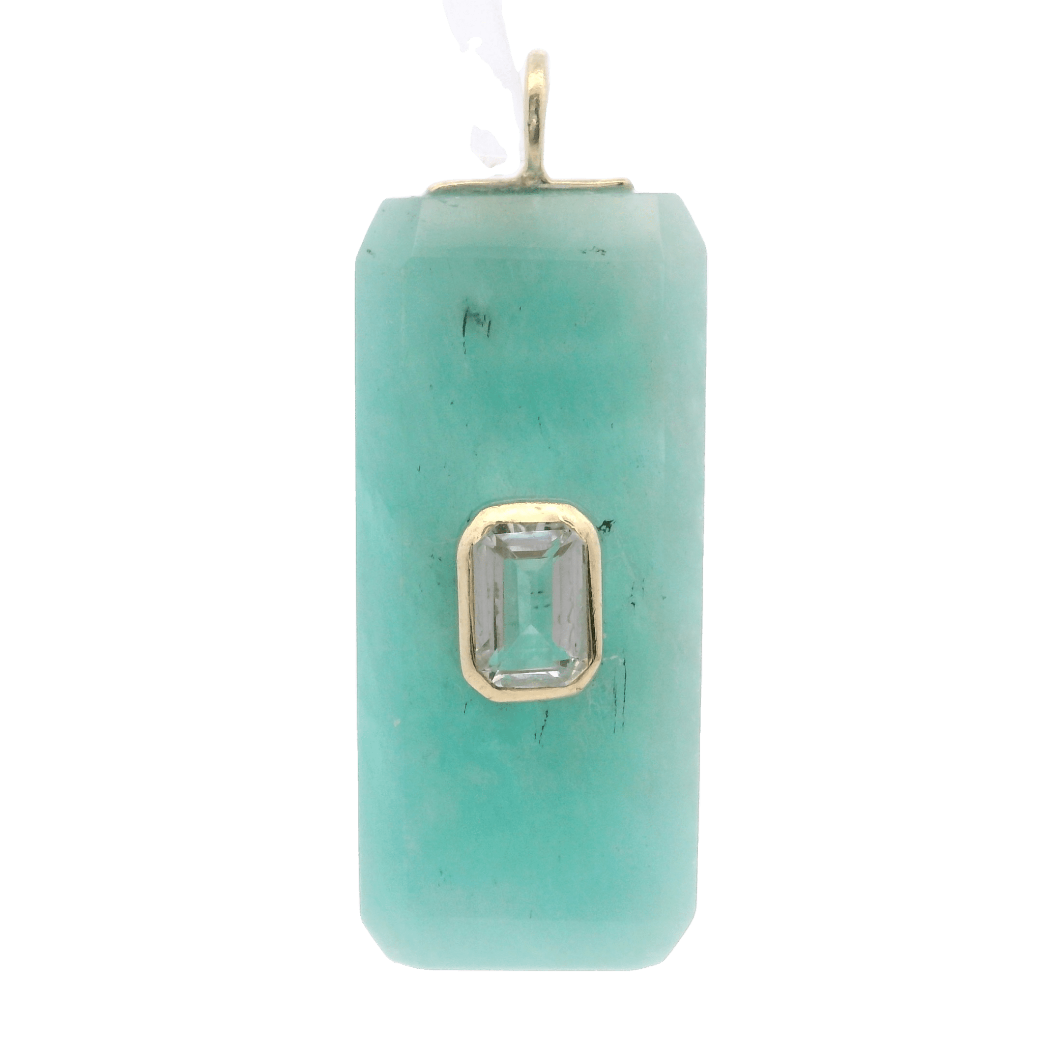 925YG BAGUETTE AMAZONITE CENTER TOPAZ WHITE CHARM - C'SANTOS