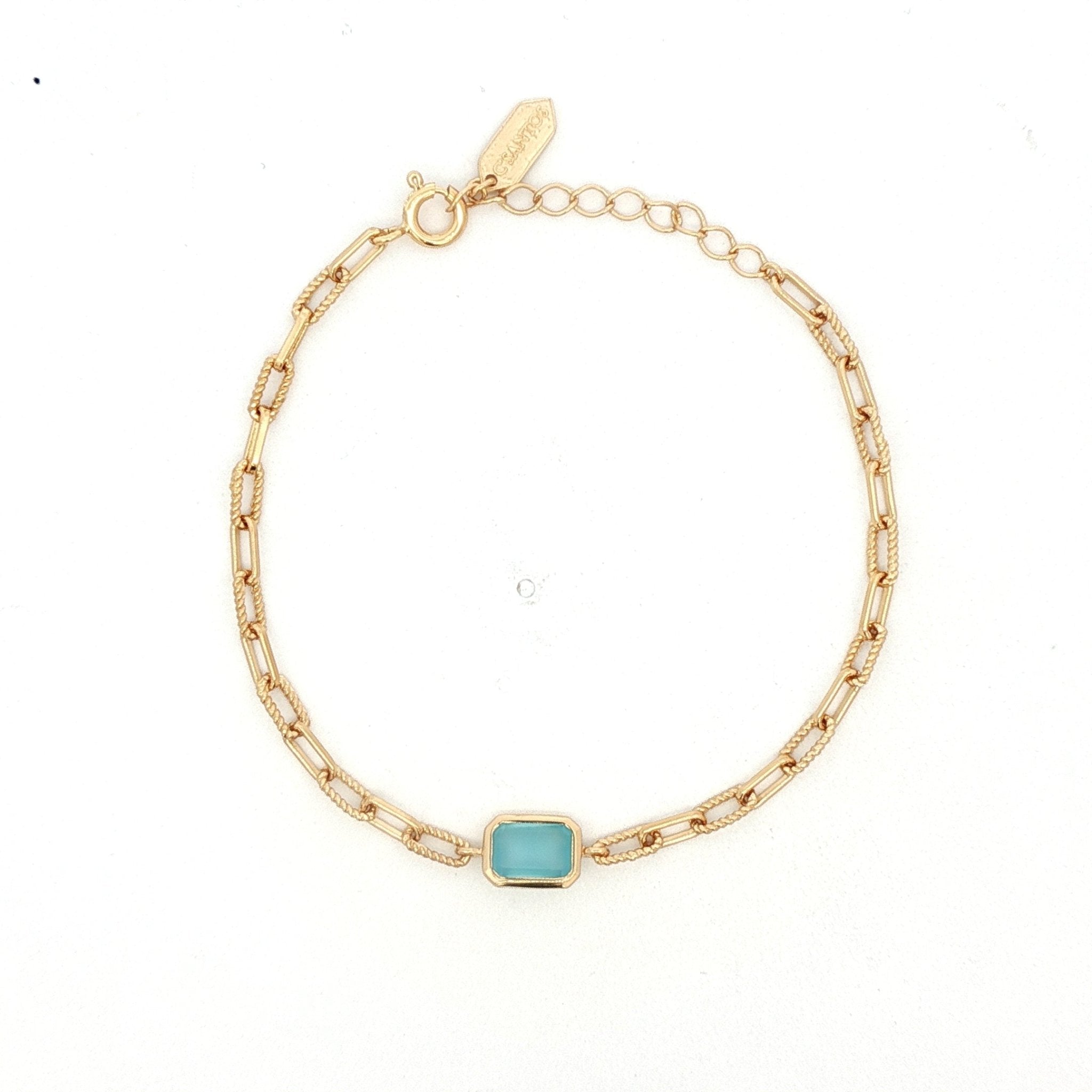 925YG BAGUETTE CHALCEDONY PAPERCLIP BRACELET - C'SANTOS