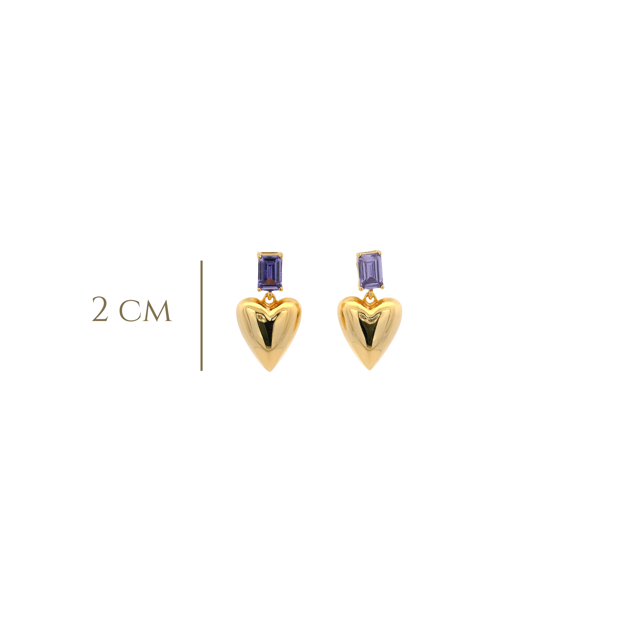 925YG BAGUETTE PURPLE WITH DOME HEART EARRINGS - C'SANTOS