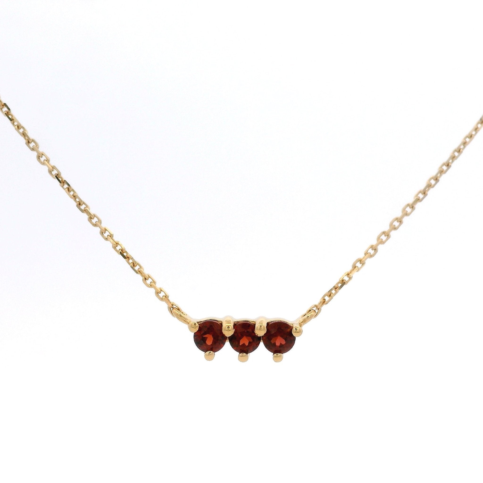 925YG BAR 3 STONE GARNET NECKLACE - C'SANTOS