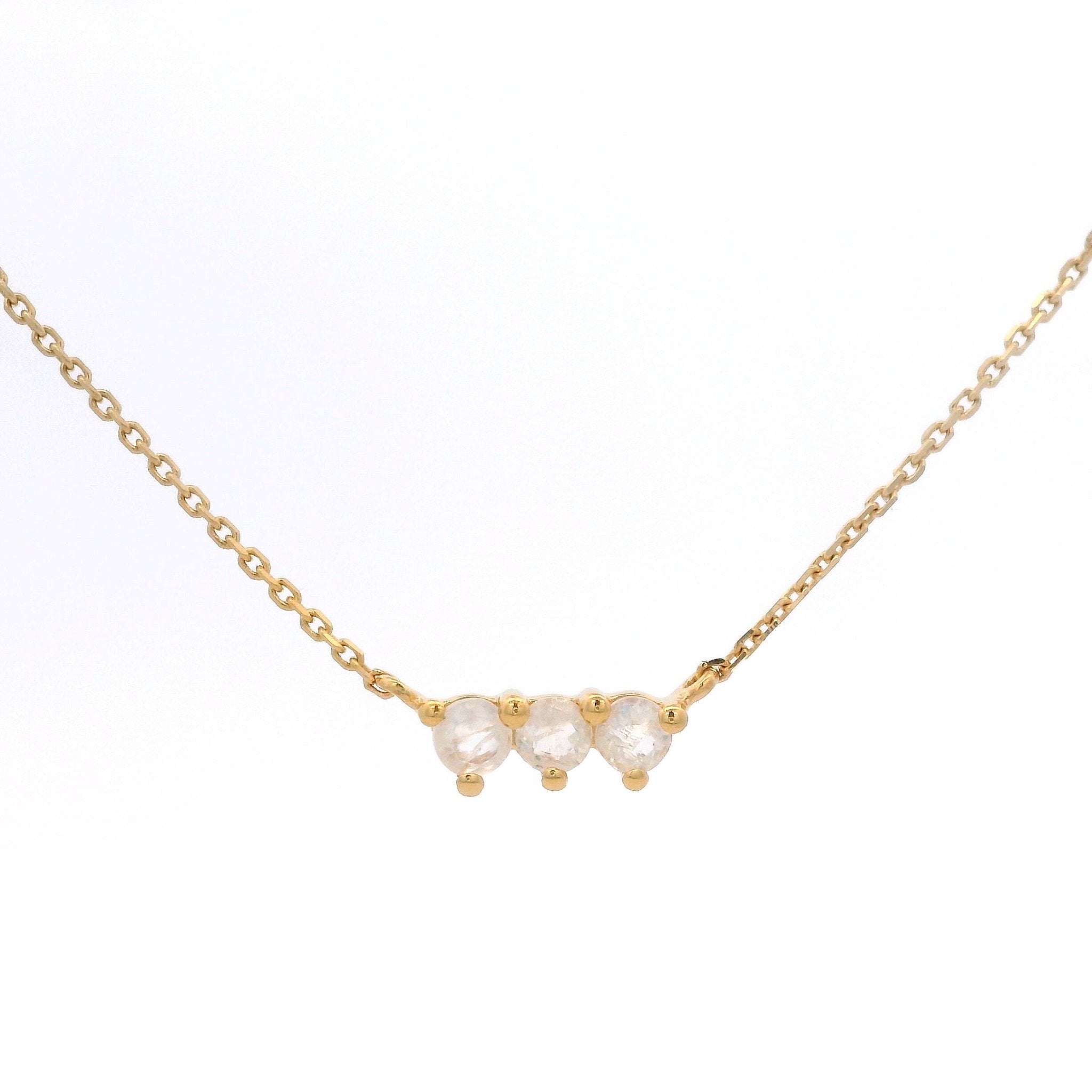 925YG BAR 3 STONE MOOSTONE NECKLACE - C'SANTOS
