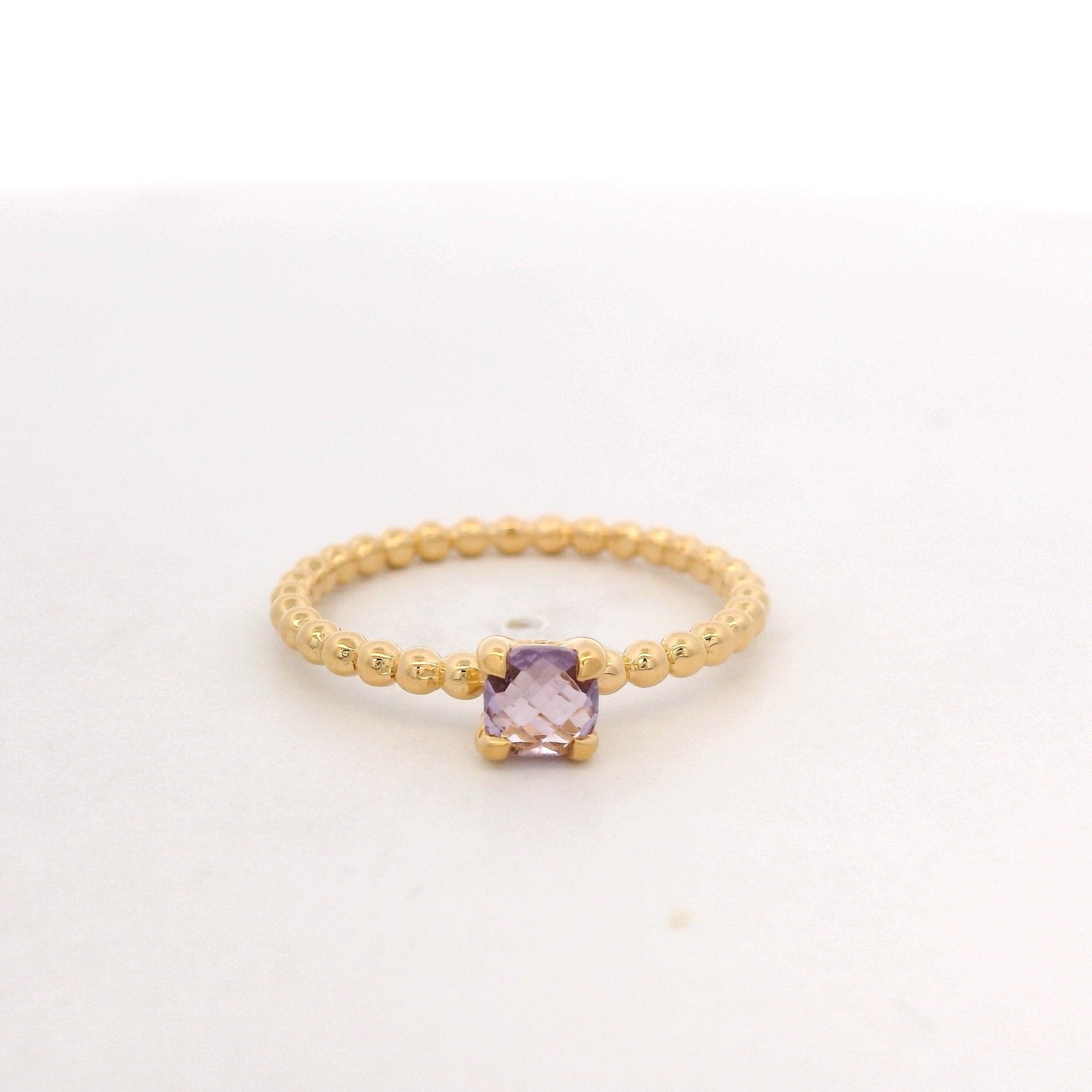 925YG BEANDS AMETHYST SOLITARY RING T6.5 - C'SANTOS