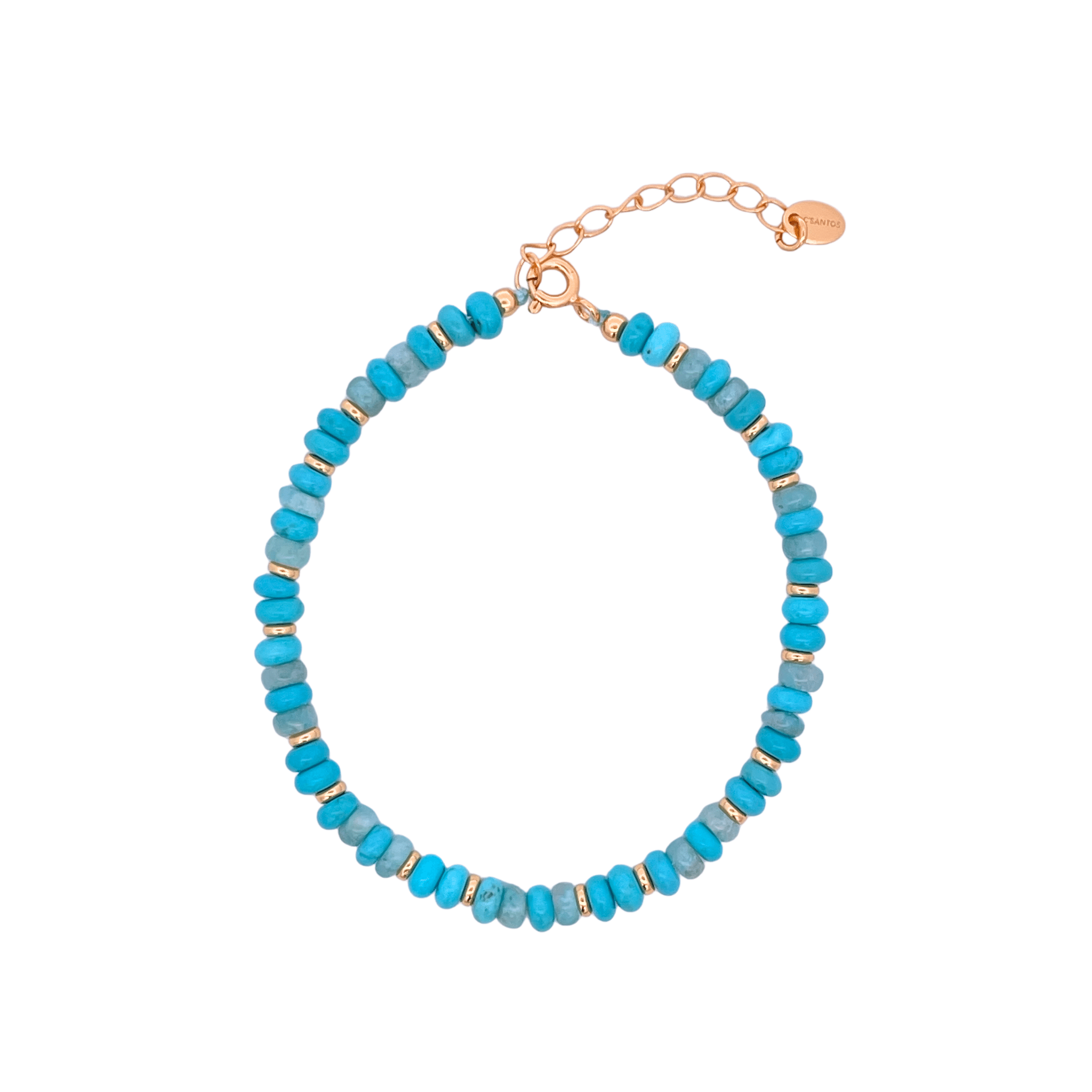 925YG BEANDS AND BALL GOLD BRACELET TURQUOISE - C'SANTOS