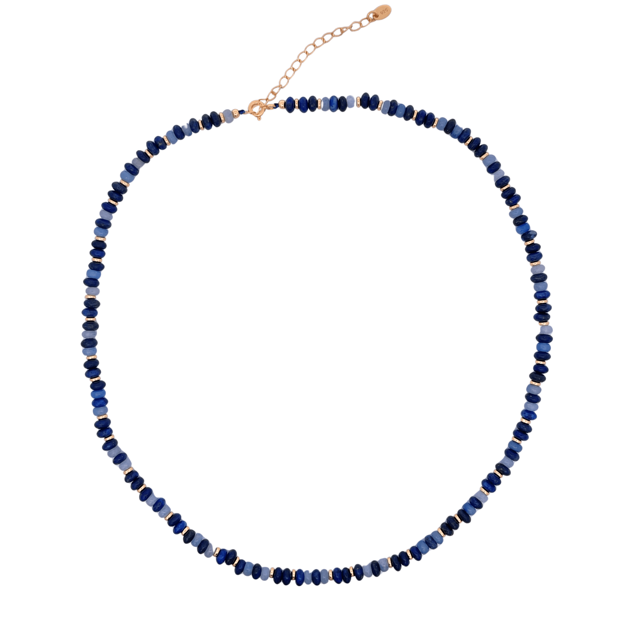 925YG BEANDS AND BALL GOLD NECKLACE LAPIS - C'SANTOS