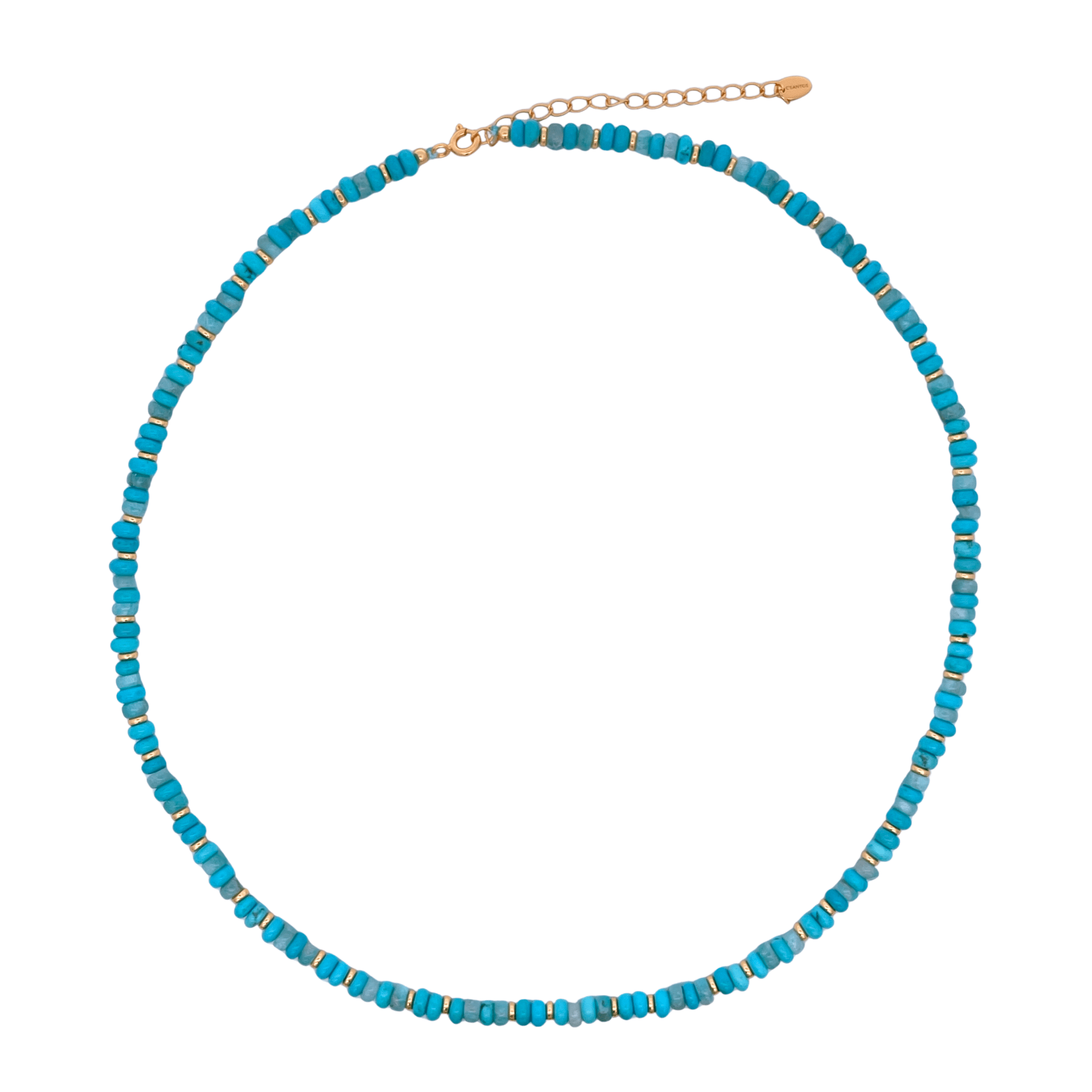 925YG BEANDS AND BALL GOLD NECKLACE TURQUOISE - C'SANTOS