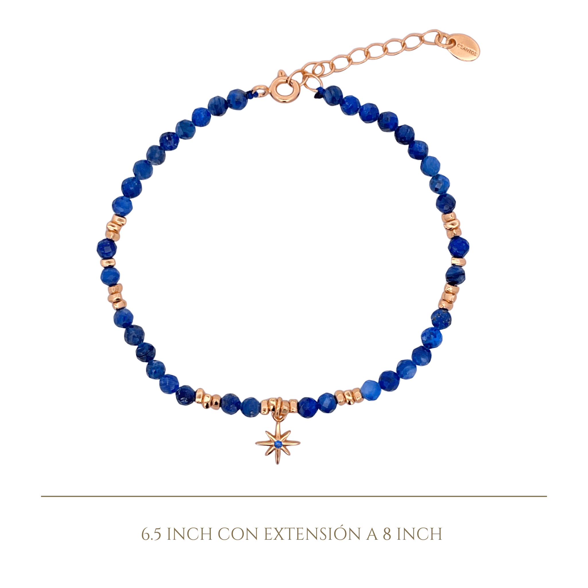 925YG BEANDS AND STAR BRACELET LAPIS - C'SANTOS