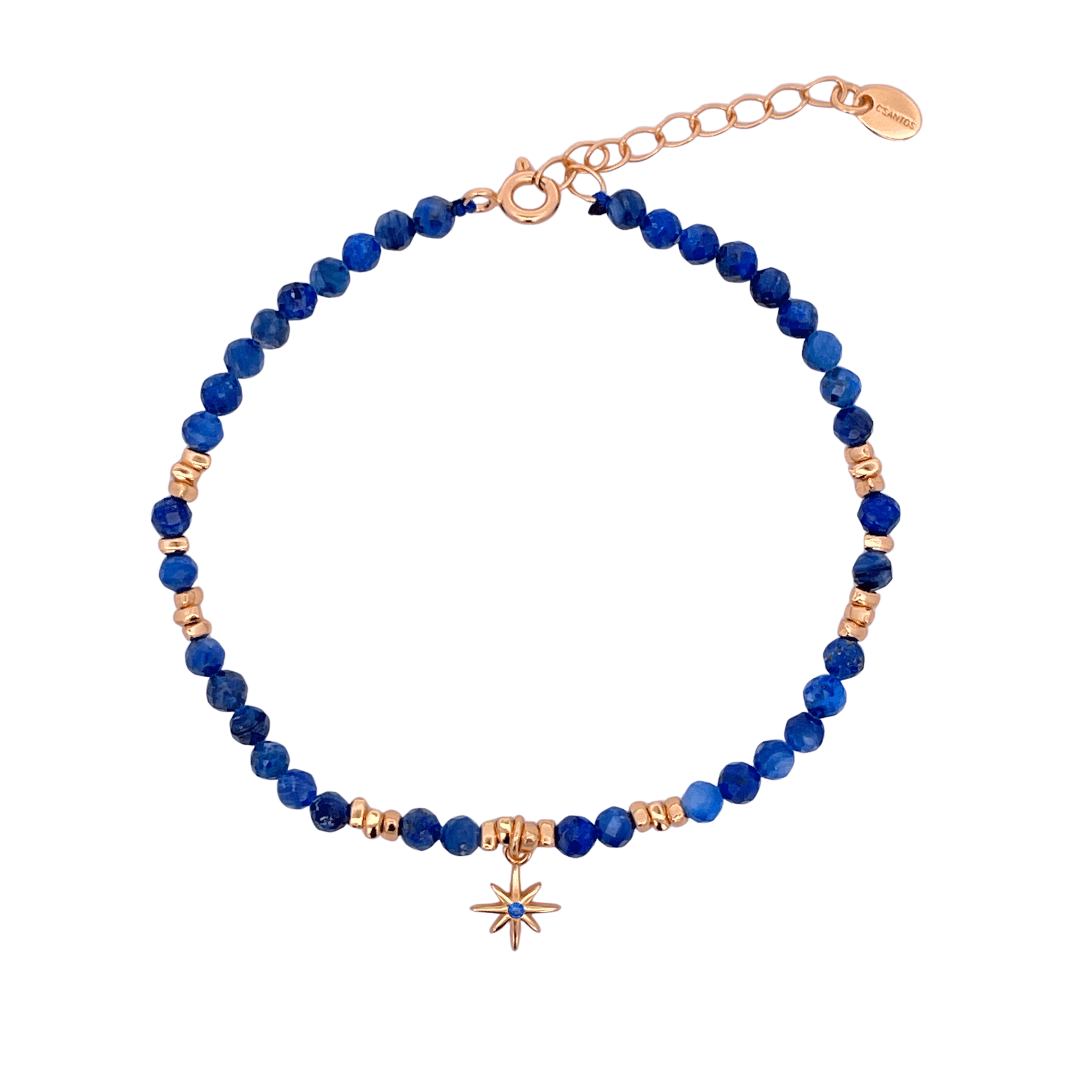 925YG BEANDS AND STAR BRACELET LAPIS - C'SANTOS