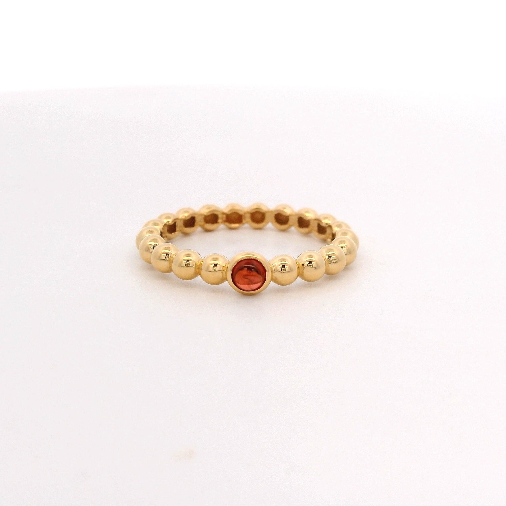 925YG BEANDS CENTER GARNET RING T6.5 - C'SANTOS