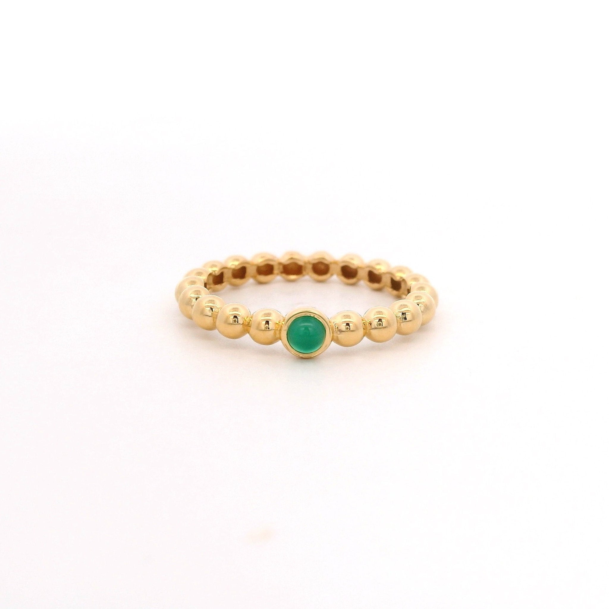 925YG BEANDS CENTER ONYX GREEN RING T6.5 - C'SANTOS