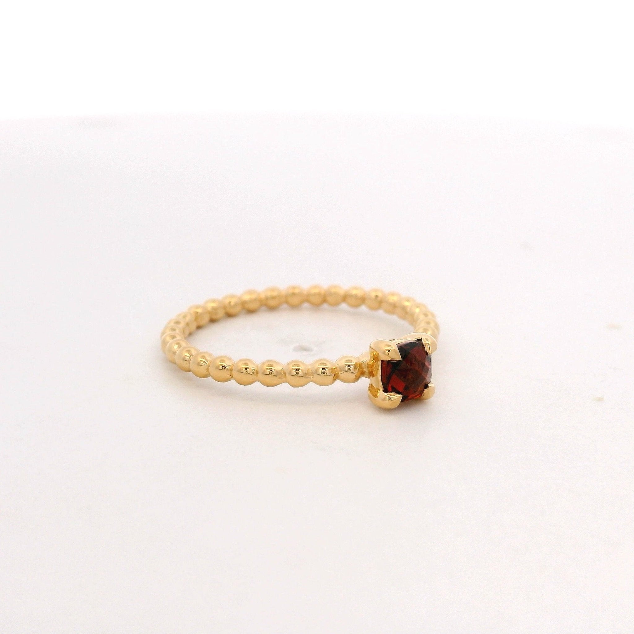 925YG BEANDS GARNET SOLITARY RING T6.5 - C'SANTOS