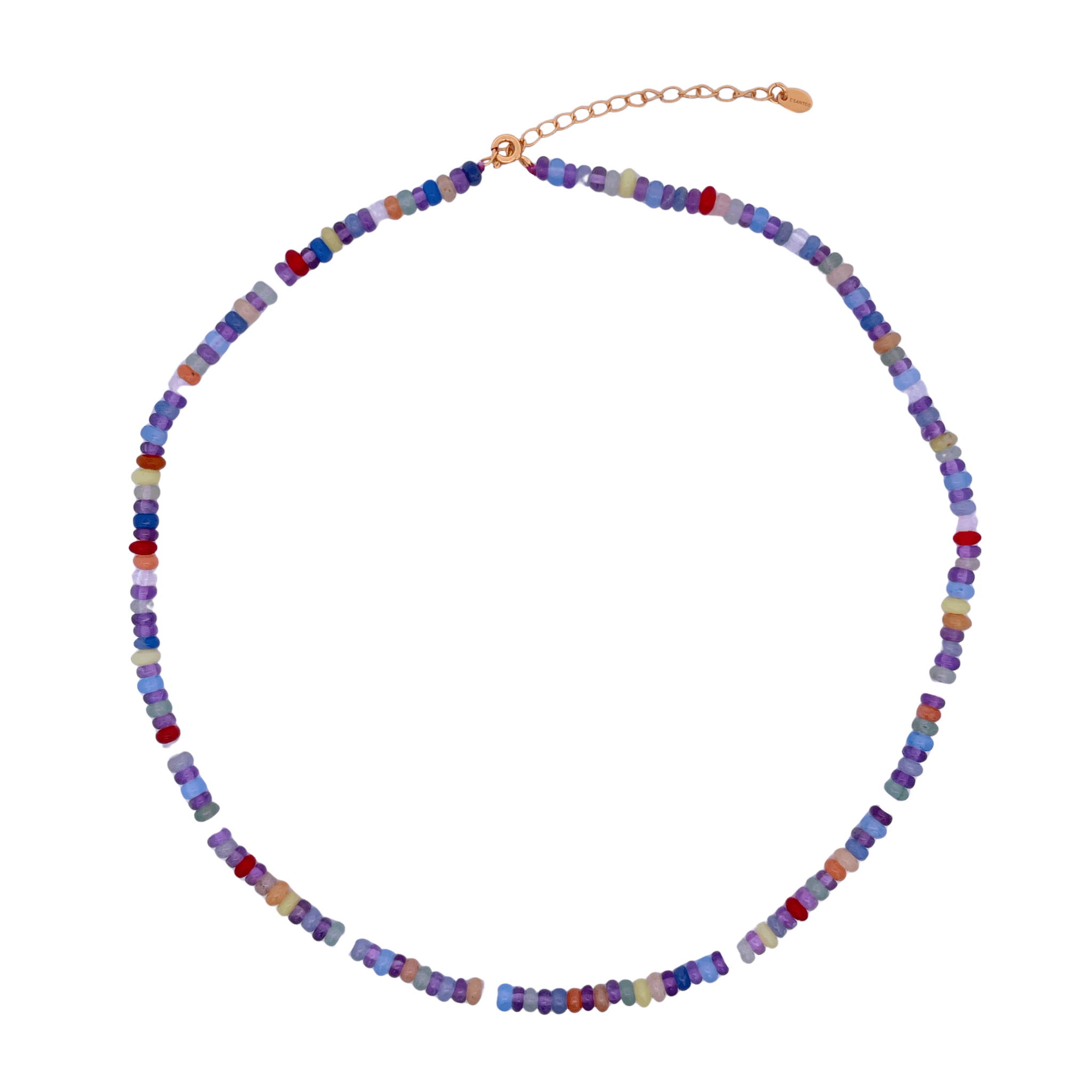 925YG BEANDS NECKLACE AMETHYST & QUARTZ MULCOLOR - C'SANTOS