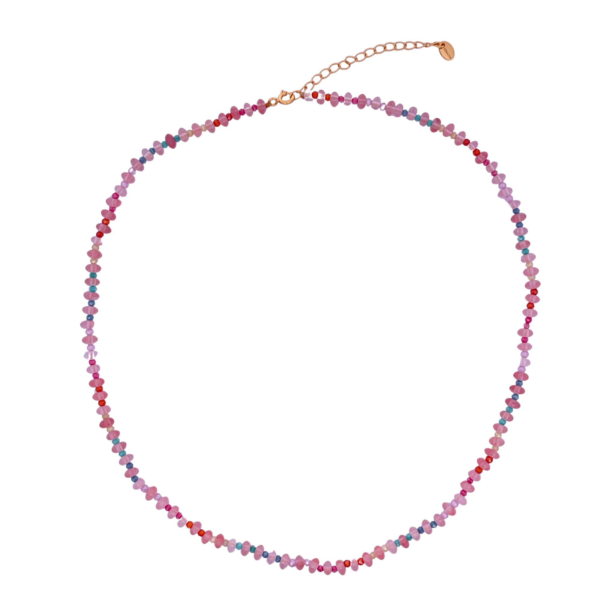 925YG BEANDS NECKLACE ROSE QUARTZ - C'SANTOS