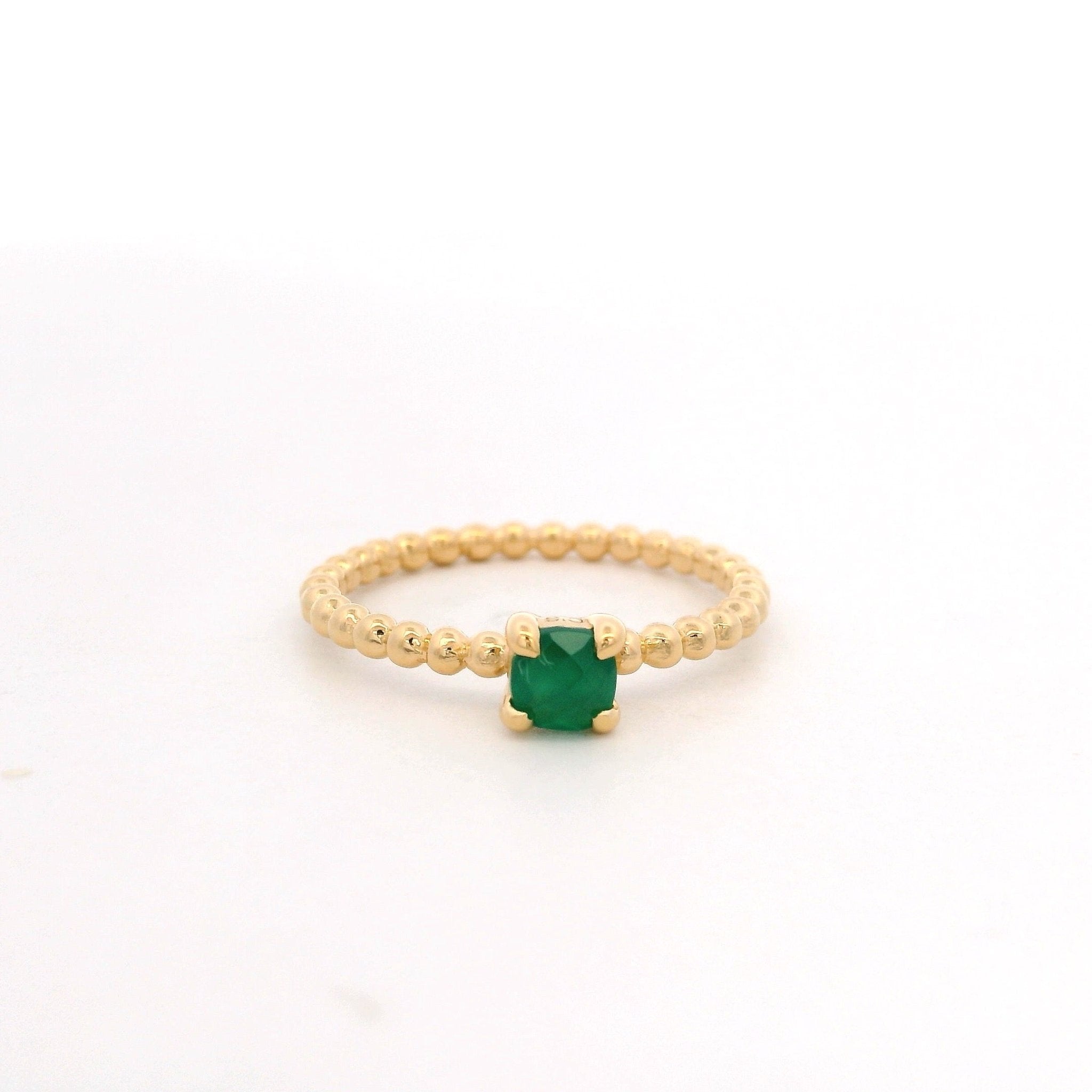 925YG BEANDS ONYX GREEN SOLITARY RING T6.5 - C'SANTOS