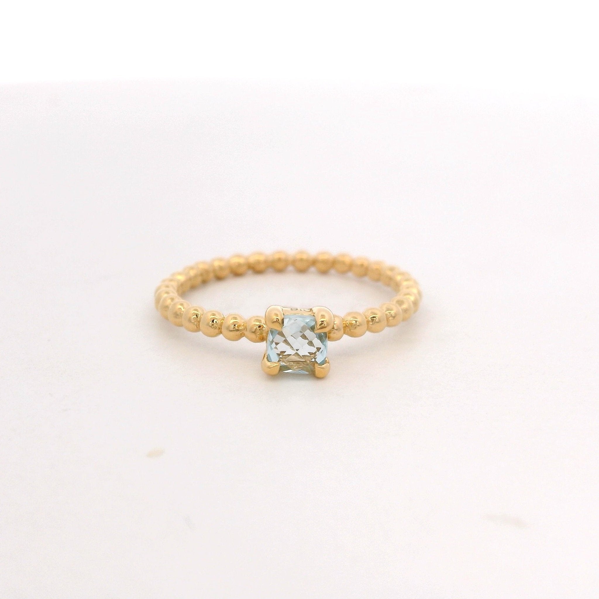 925YG BEANDS TOPAZ BLUE SOLITARY RING T6.5 - C'SANTOS