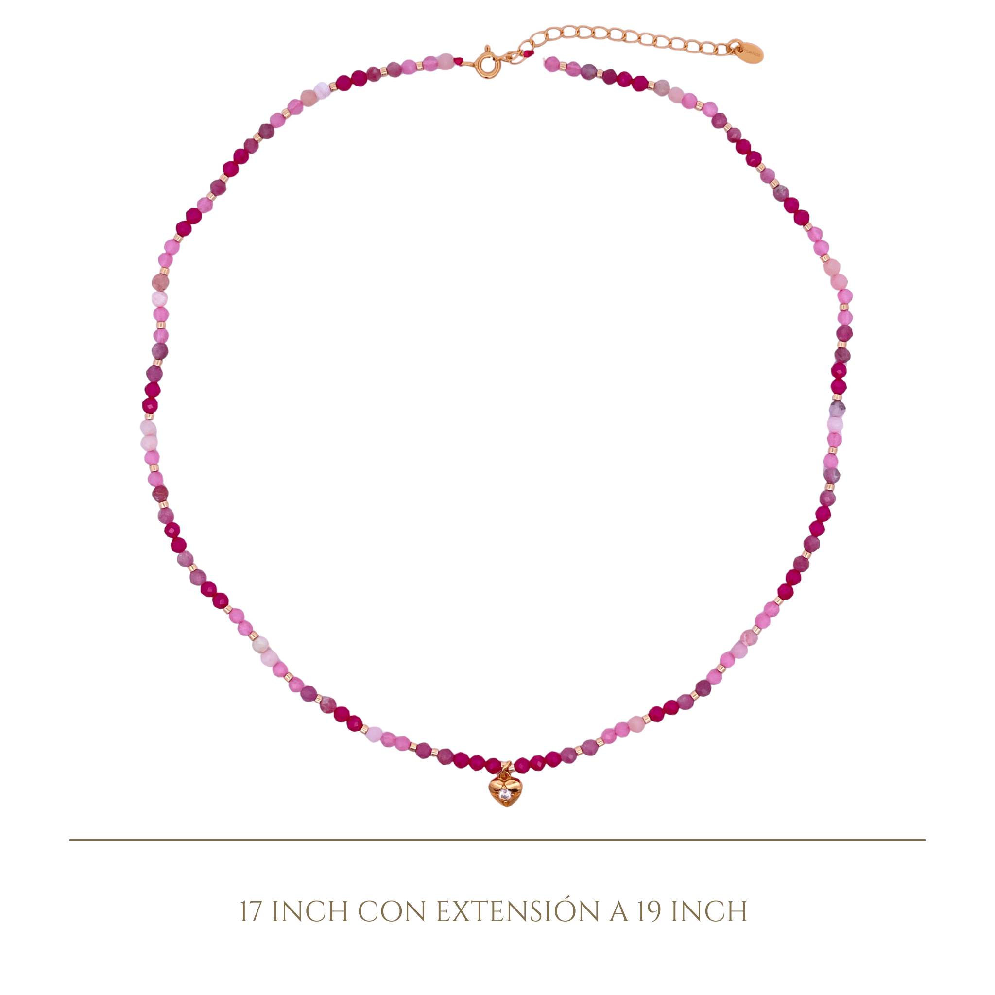 925YG BEANDS WITH SOLITARY STAR NECKLACE PINK CATS EYE OP TOU PINK RUBY - C'SANTOS