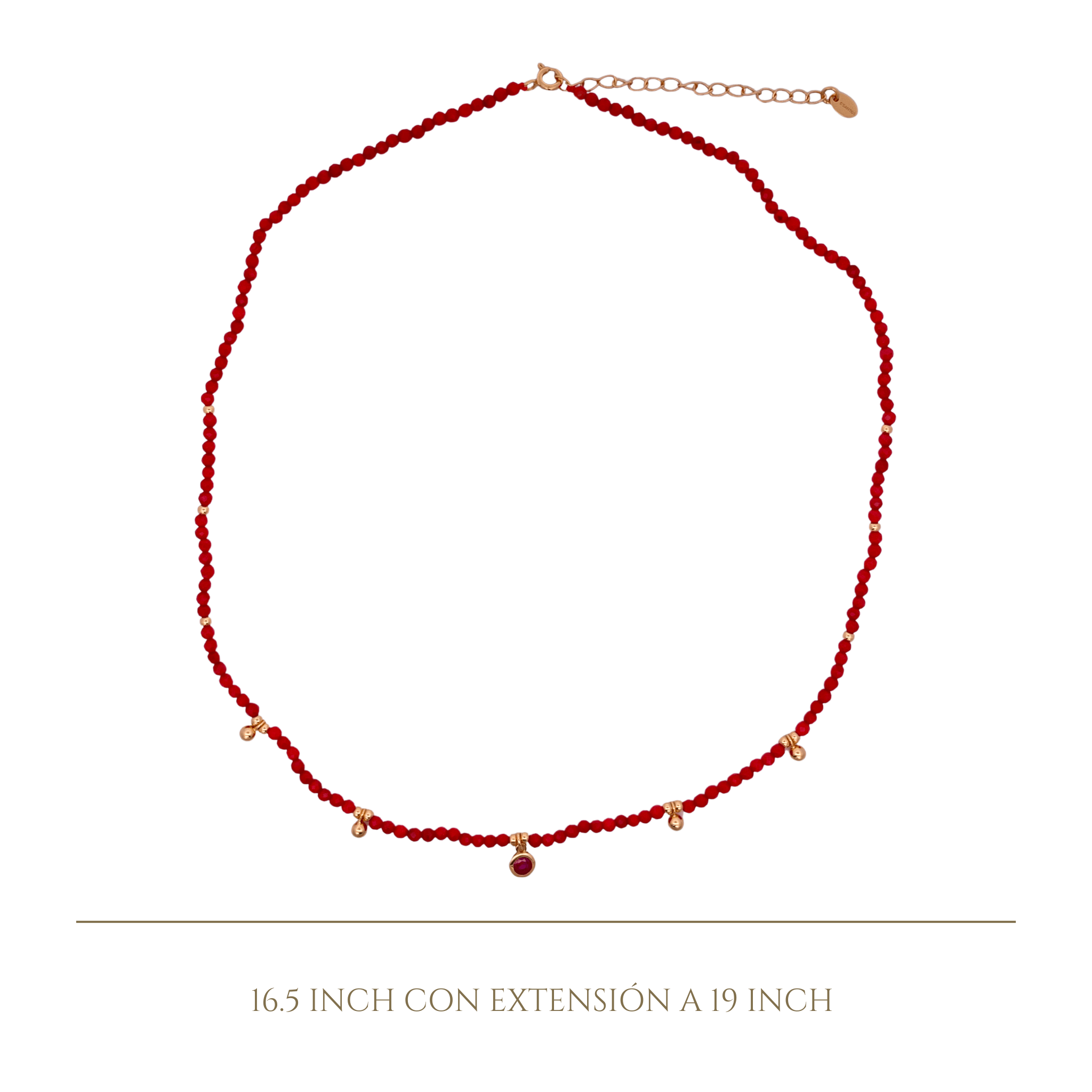 925YG BEANDS WITH STATION BALLS NECKLACE RED CORAL - C'SANTOS