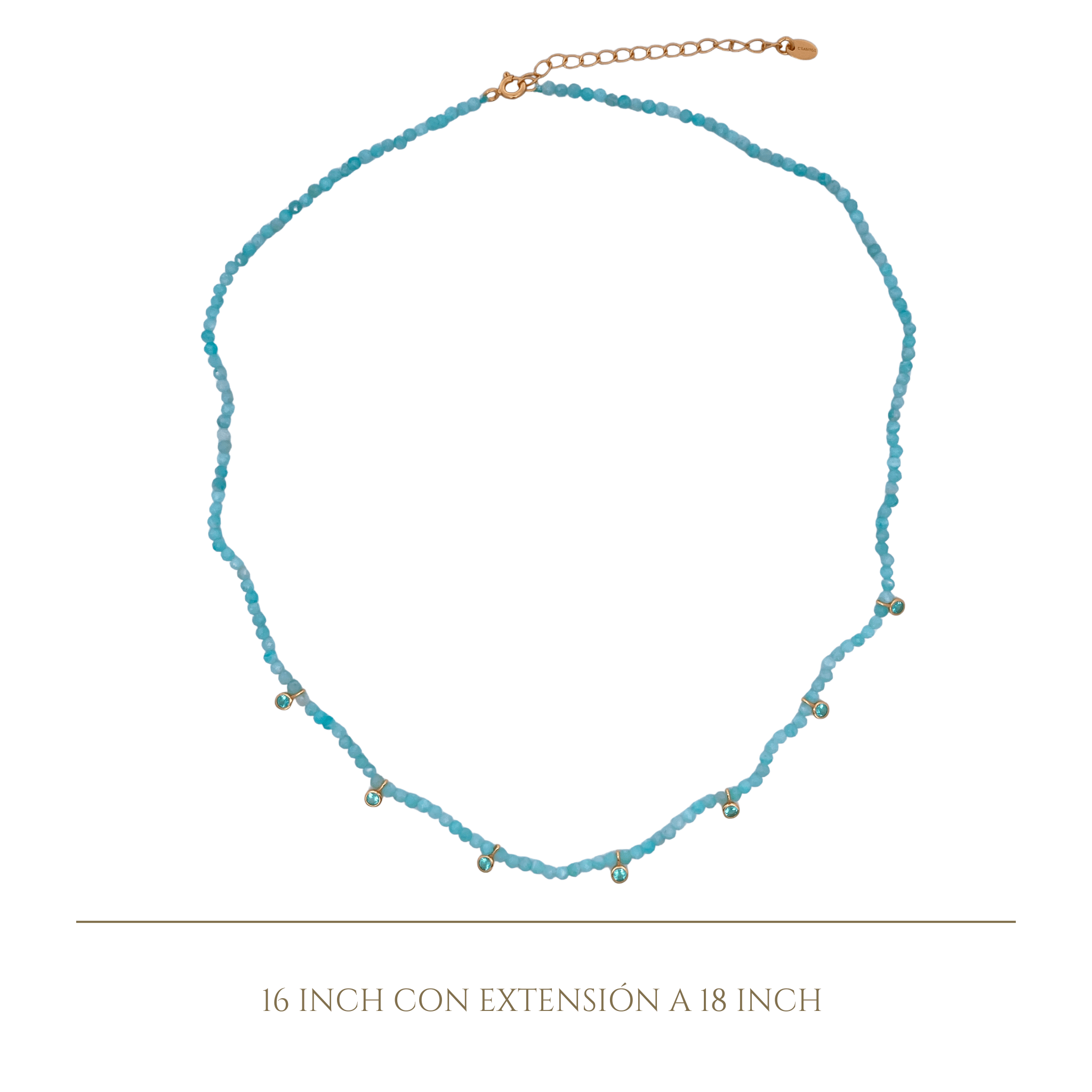 925YG BEANDS WITH STATION HEART NECKLACE AMAZONITE - C'SANTOS