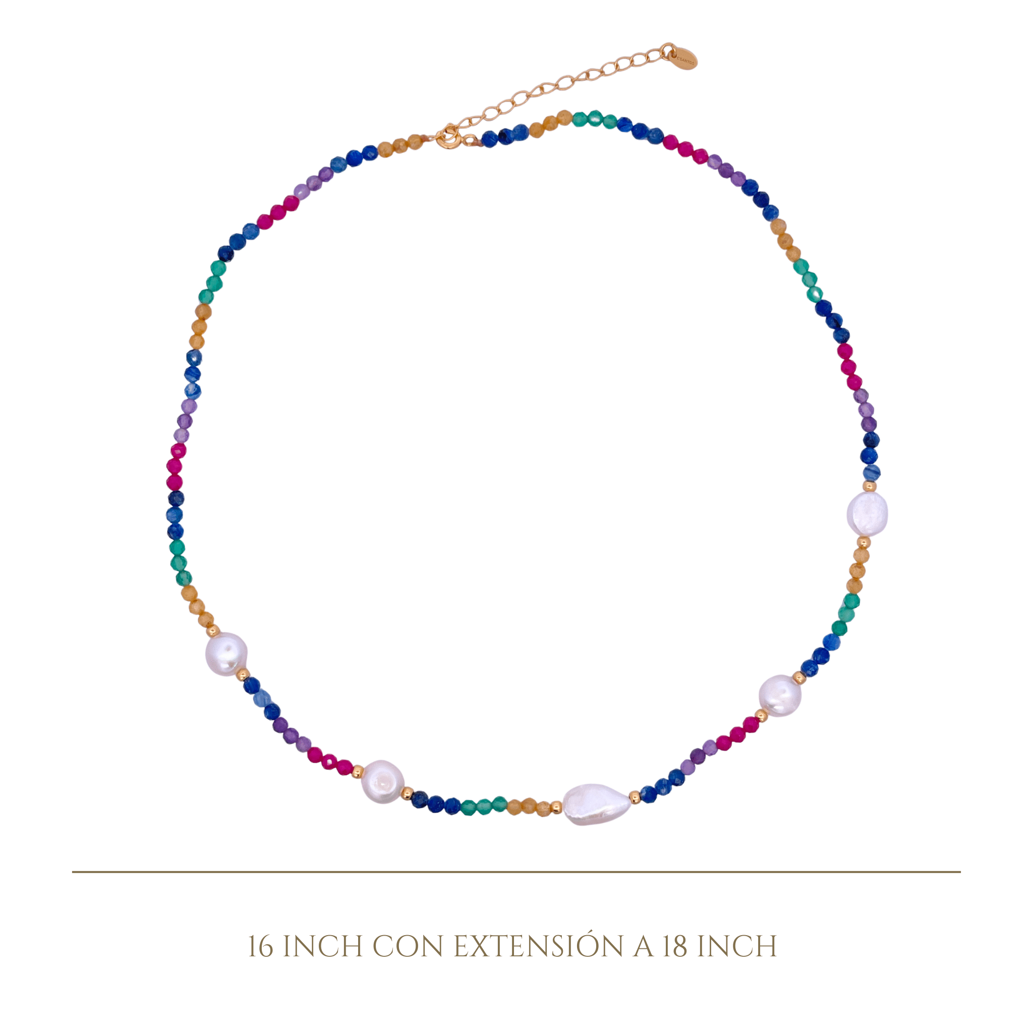 925YG BEANDS WITH STATION PEARL NECKLACE TOURMALINE MULTICOLOR - C'SANTOS