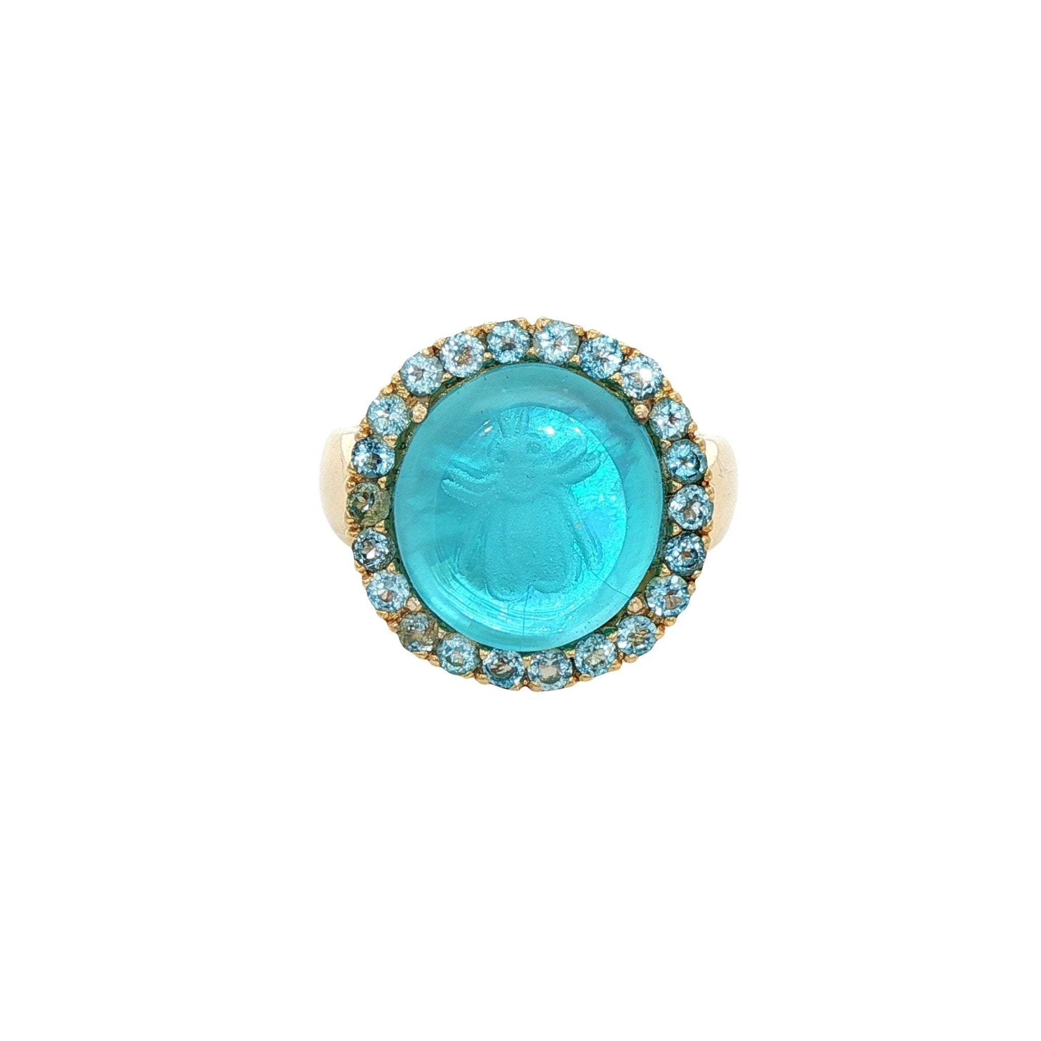 925YG BEE SKY BLUE AND BLUE TOPAZ RING T7 - C'SANTOS