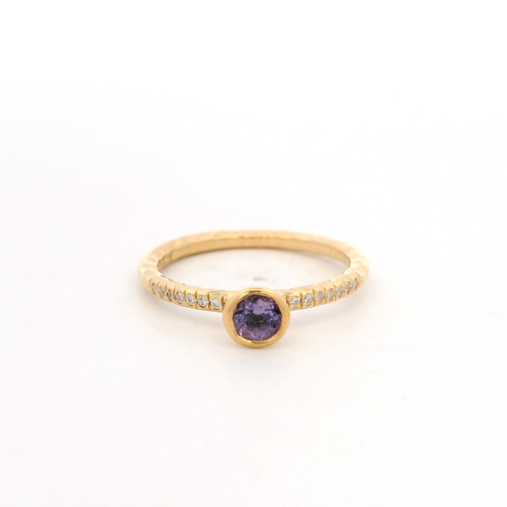 925YG BEZEL AMETHYST SOLITARY RING T6.5 - C'SANTOS