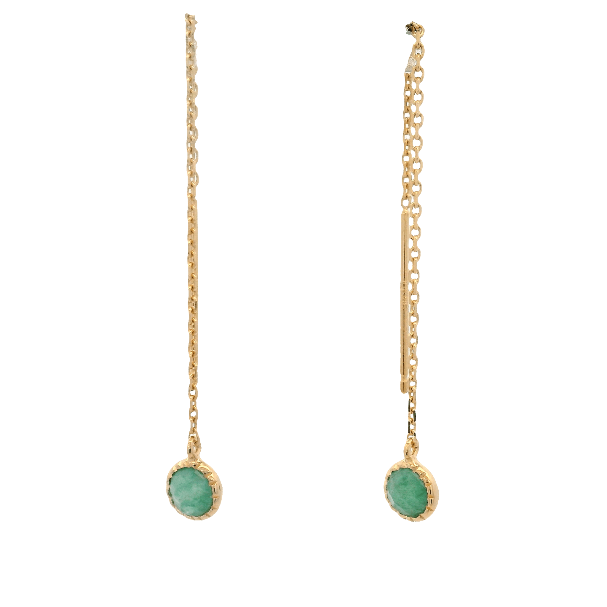 925YG BEZEL AVENTURINE SOLITARY EARRINGS - C'SANTOS