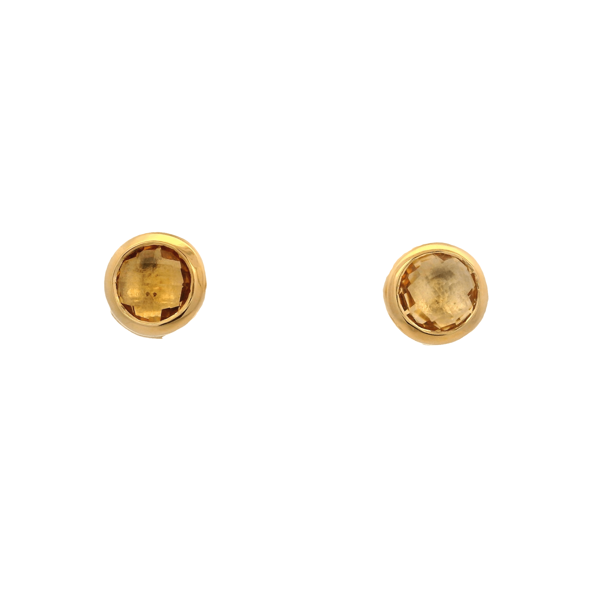 925YG BEZEL CITRINE SOLITARY EARRINGS - C'SANTOS