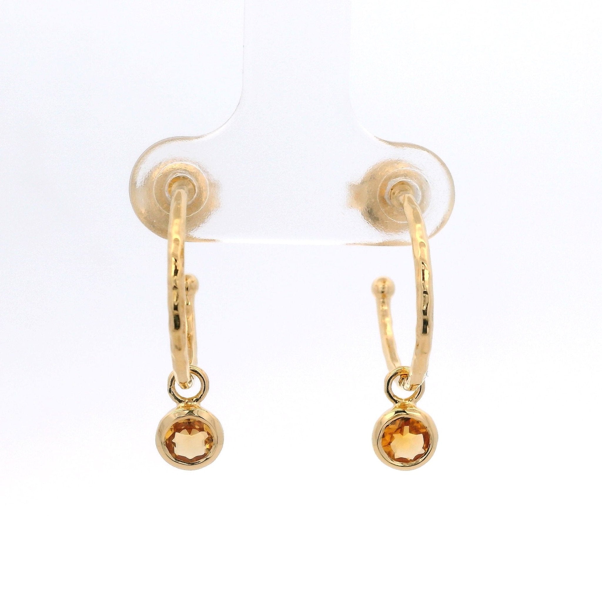 925YG BEZEL CITRINE SOLITARY HUGGIES - C'SANTOS