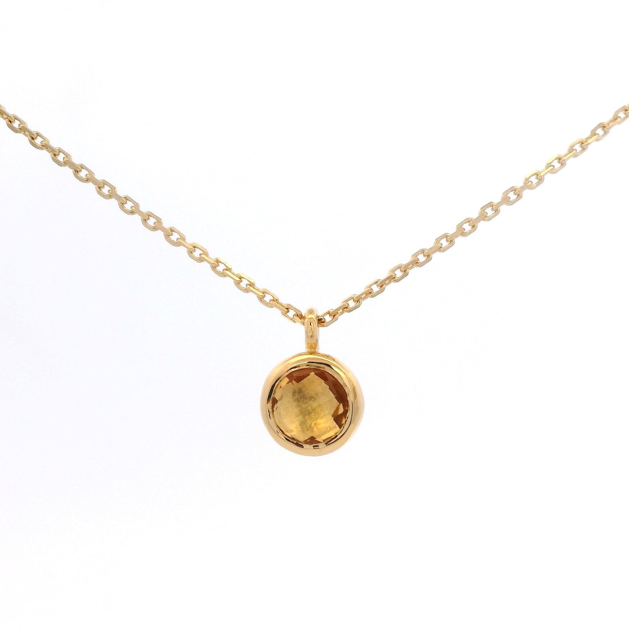 925YG BEZEL CITRINE SOLITARY NECKLACE - C'SANTOS